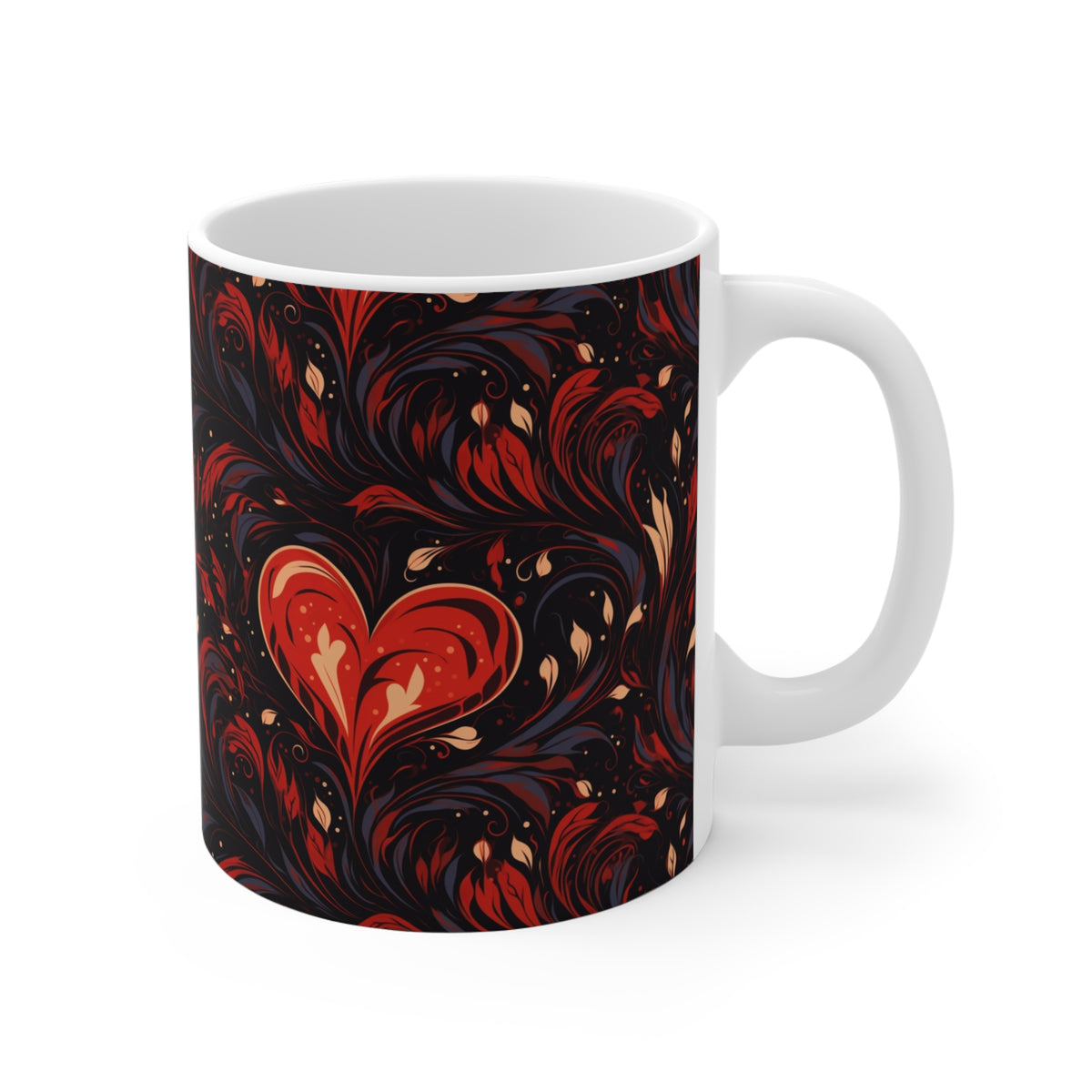 Colorful Heart Design Coffee Mug - Endless Love Pattern Ceramic Cup 243