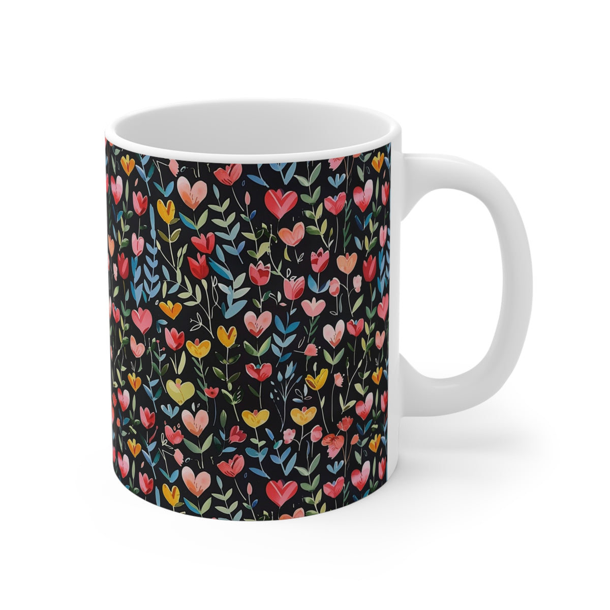 Colorful Heart Design Coffee Mug - Endless Love Pattern Ceramic Cup 108