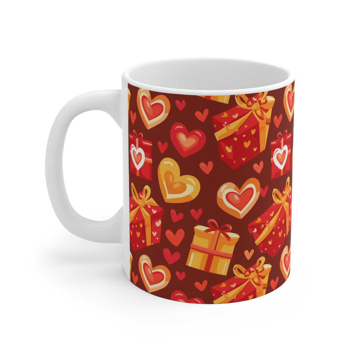 Colorful Heart Design Coffee Mug - Endless Love Pattern Ceramic Cup 128