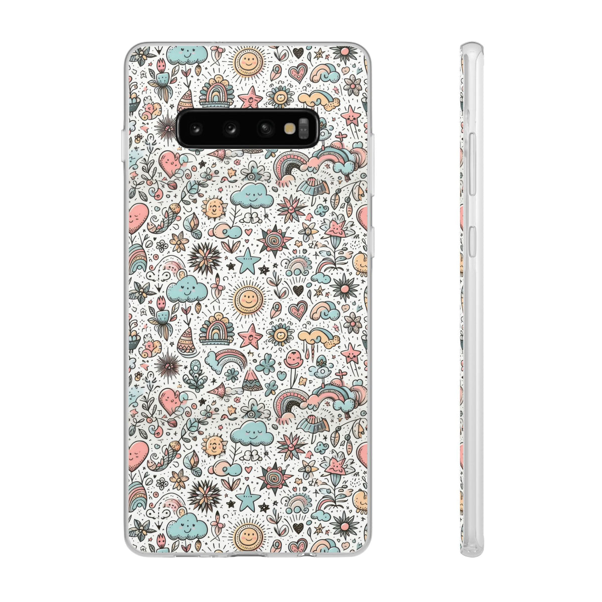 Pastel Doodle Pattern Phone Case – A Playful Touch of Elegance