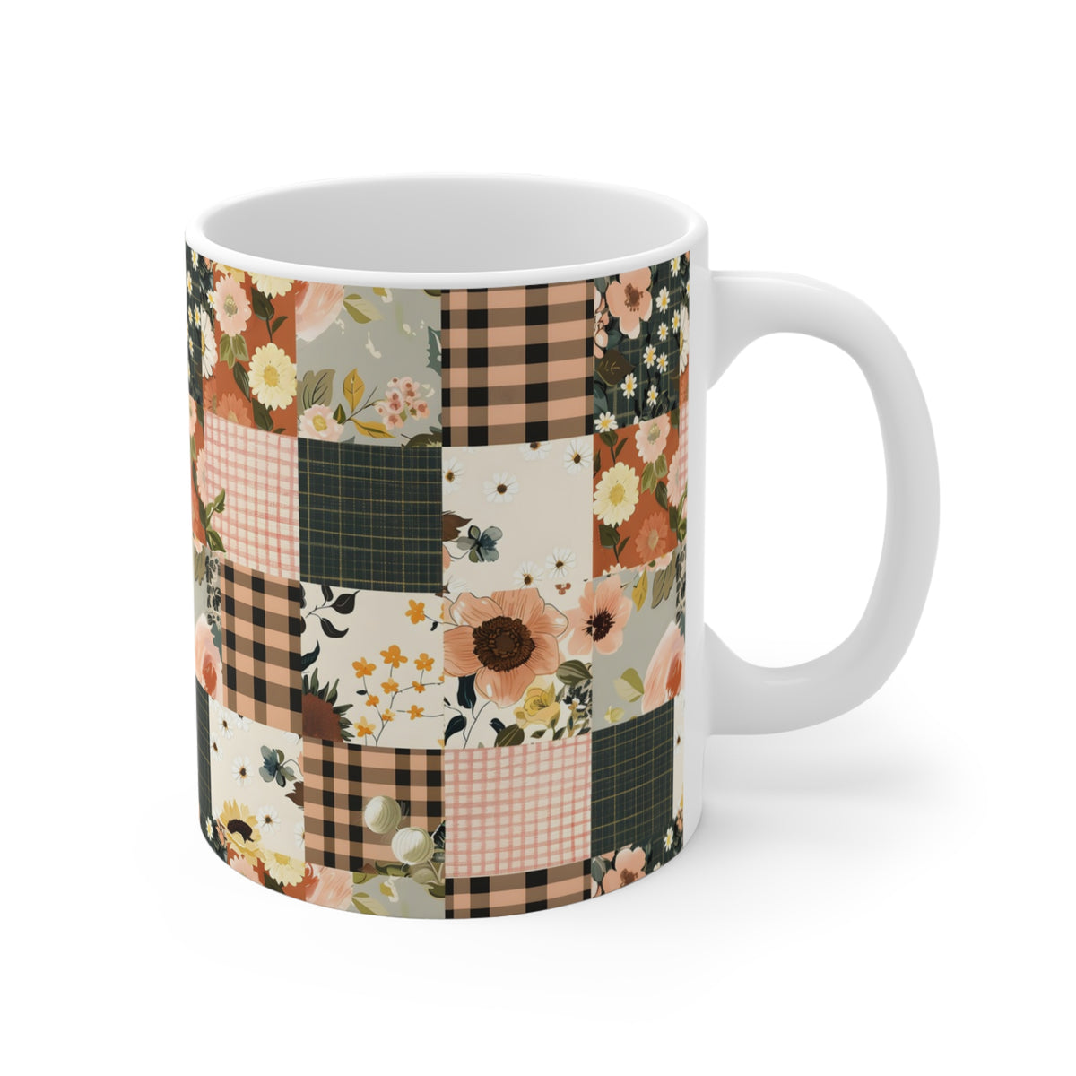 Farmhouse Patchwork Pastel Quilt Pattern Coffee Cup  (18)