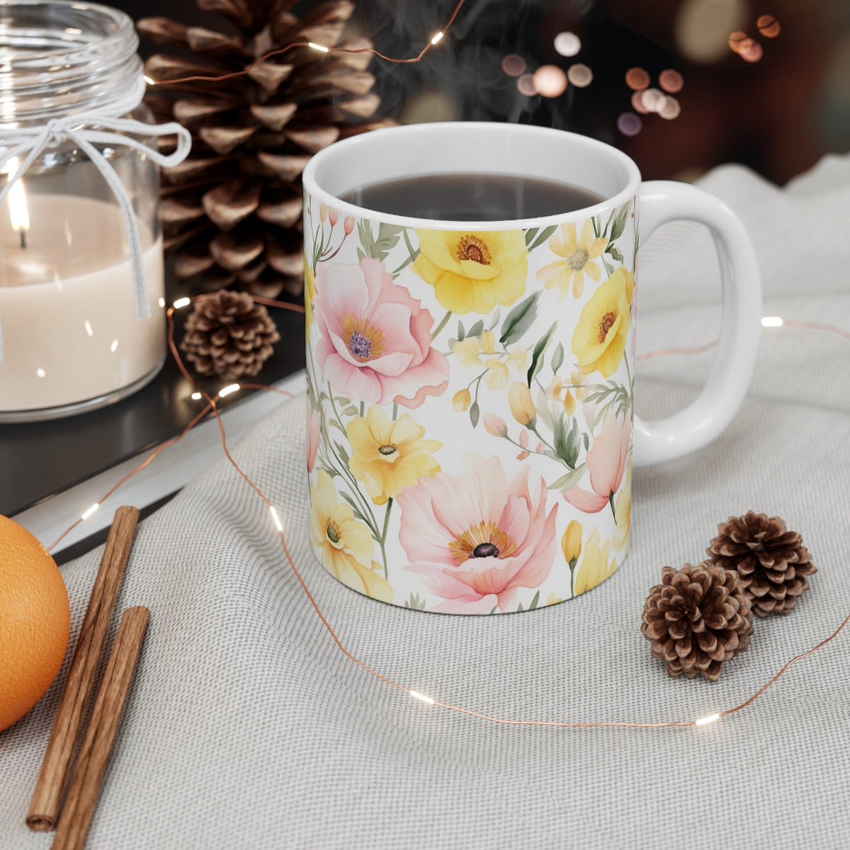 Beautiful Spring Flowers Watercolor Coffee Mug – Perfect for Nature Enthusiasts  (8)