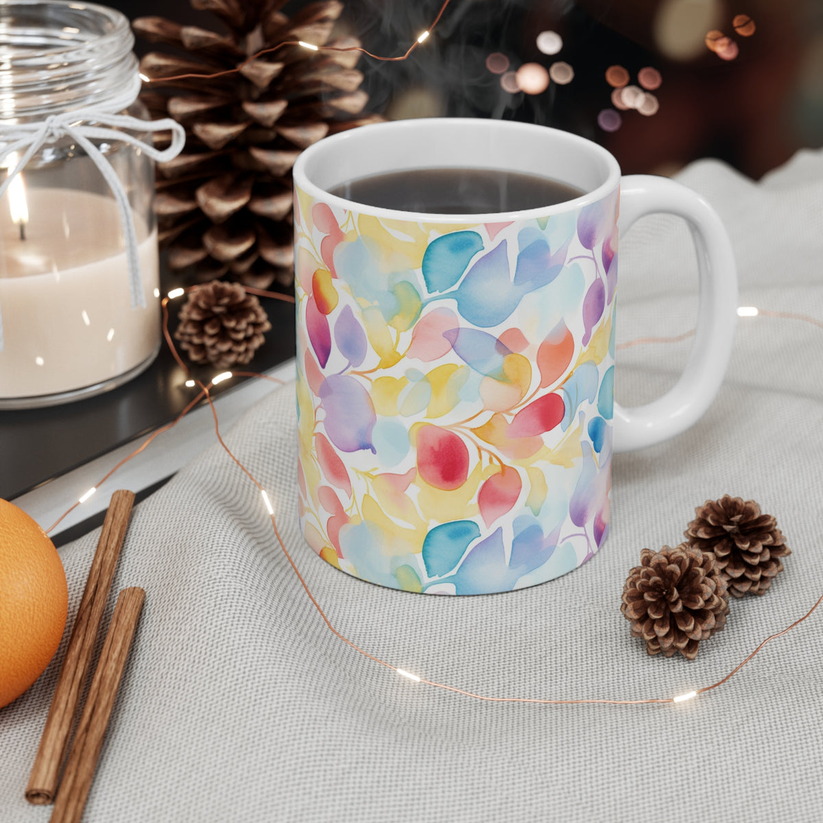 Various Watercolor Design All Over Coffee Mug – Unique Artistic Ceramic Coffee Cup 167