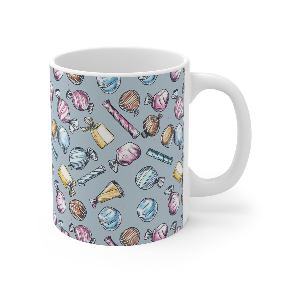 Colorful All-Over Candy Theme Coffee Mug Fun Ceramic Drinkware 199