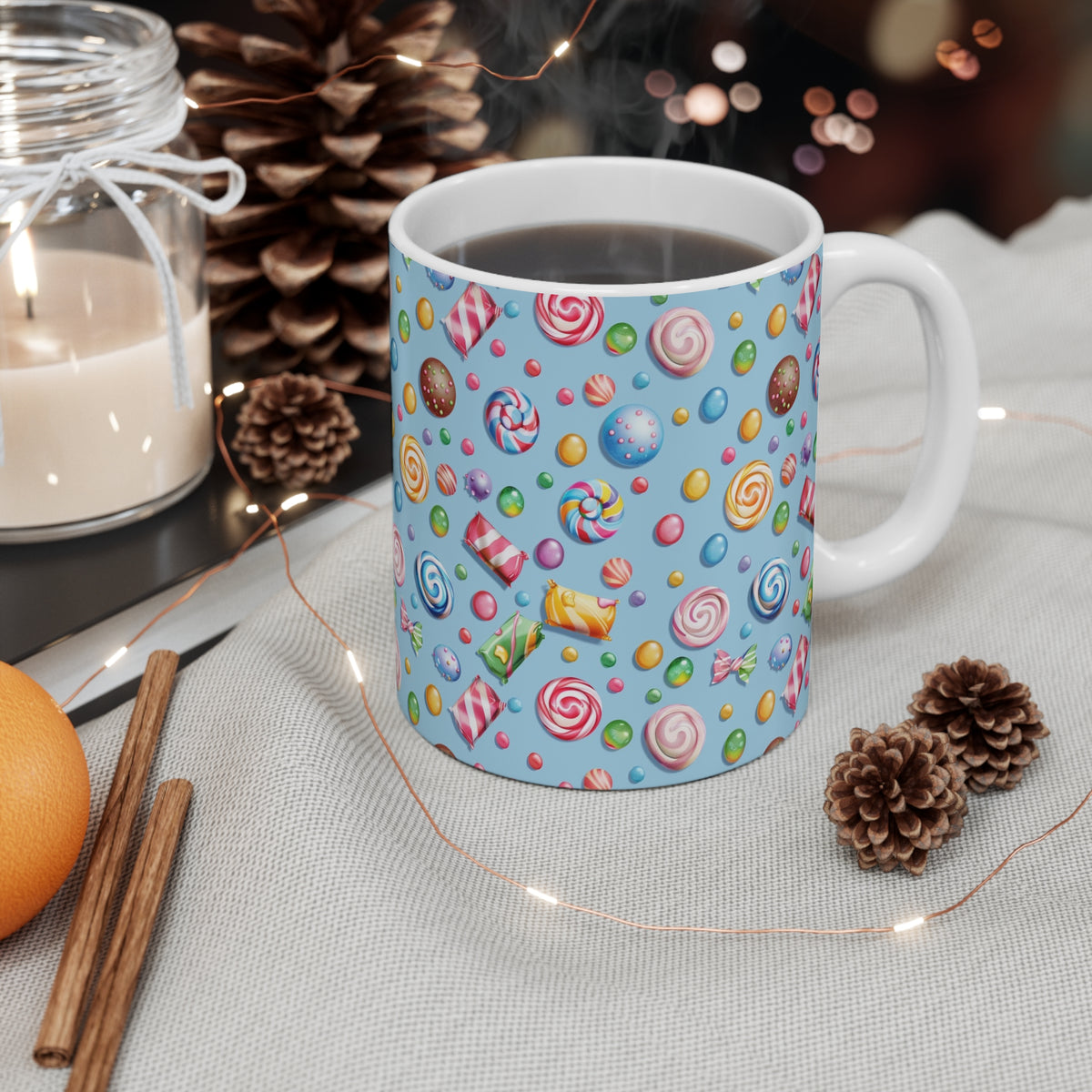 Colorful All-Over Candy Theme Coffee Mug Fun Ceramic Drinkware 431