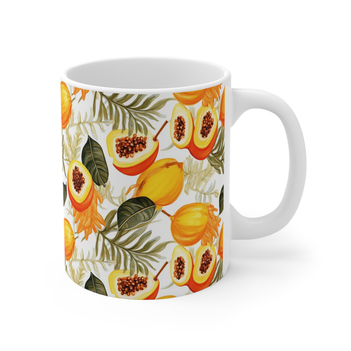 Vibrant Infinite Fruit Pattern Coffee Mug - Unique Ceramic Drinkware 956