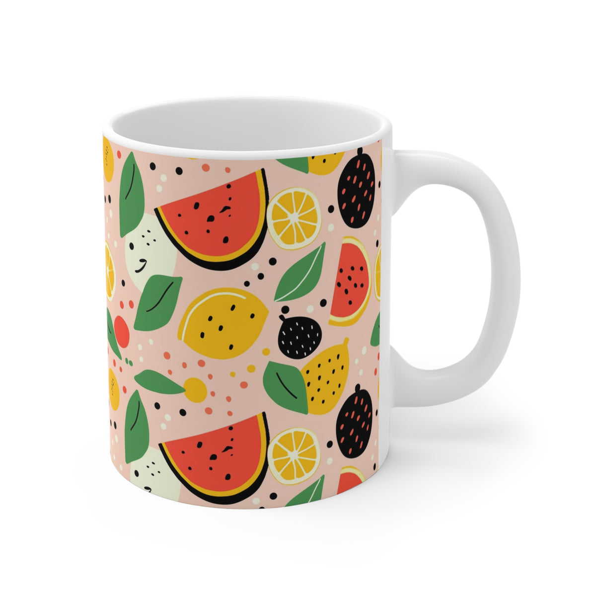 Vibrant Infinite Fruit Pattern Coffee Mug - Unique Ceramic Drinkware 936