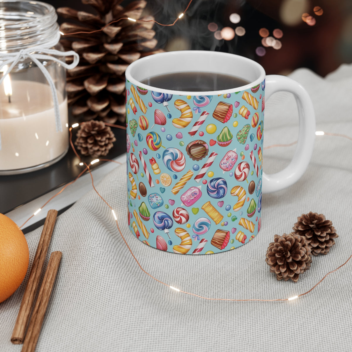 Colorful All-Over Candy Theme Coffee Mug Fun Ceramic Drinkware 102