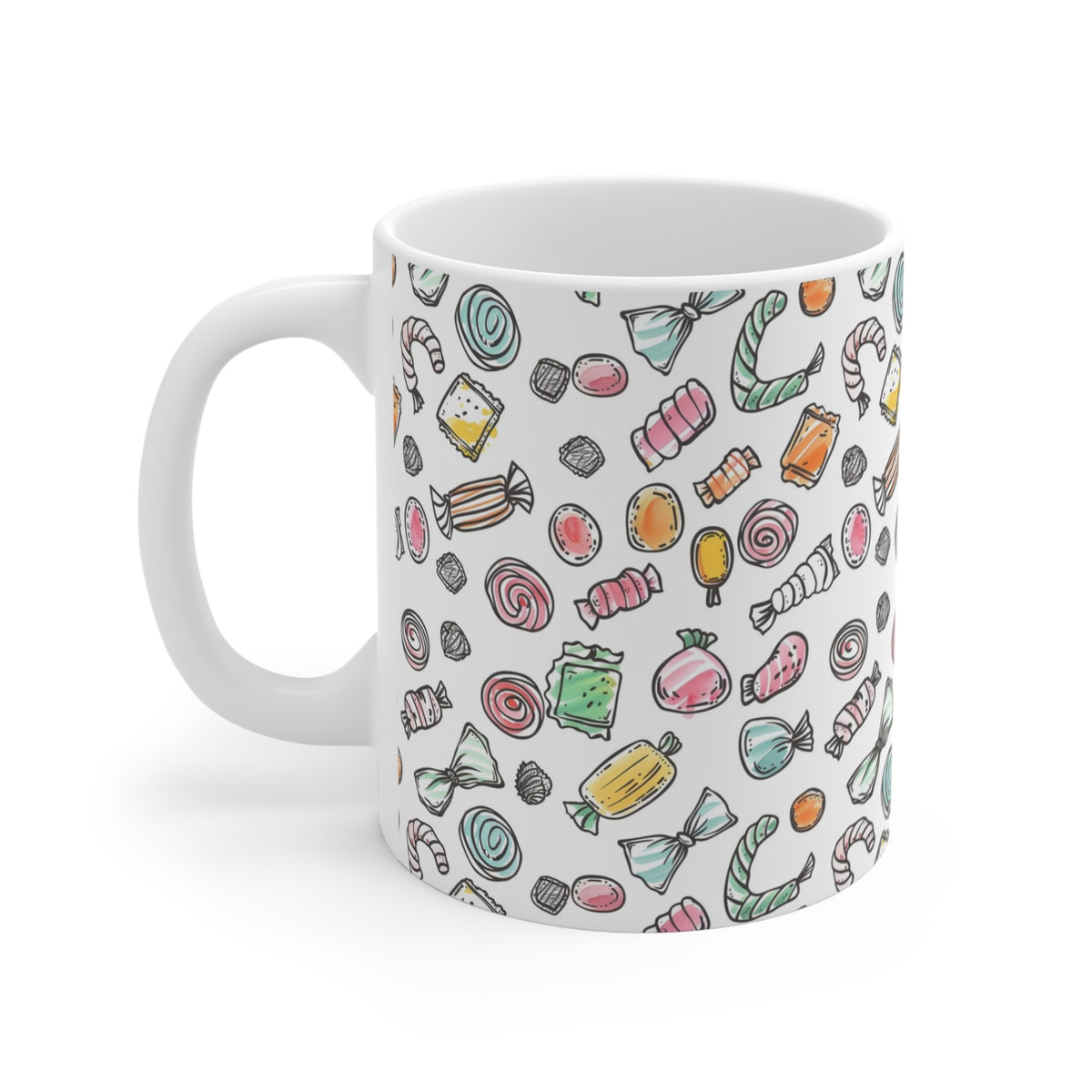 Colorful All-Over Candy Theme Coffee Mug Fun Ceramic Drinkware 429