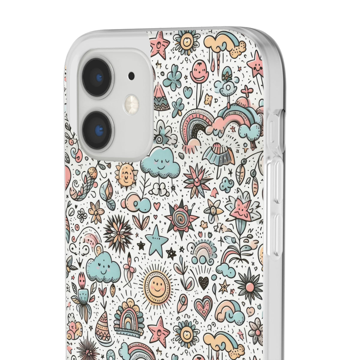 Pastel Doodle Pattern Phone Case – A Playful Touch of Elegance