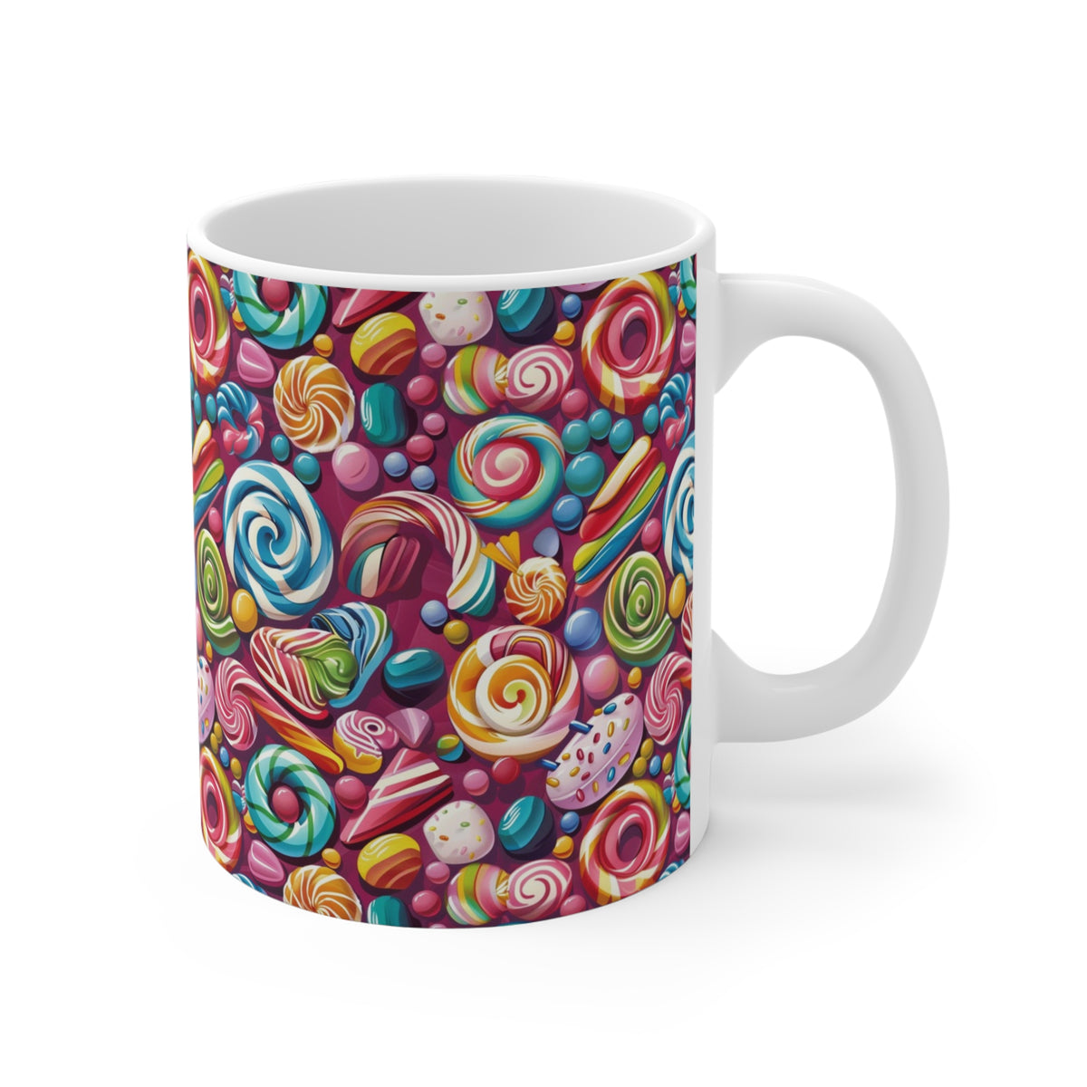 Colorful All-Over Candy Theme Coffee Mug Fun Ceramic Drinkware 246