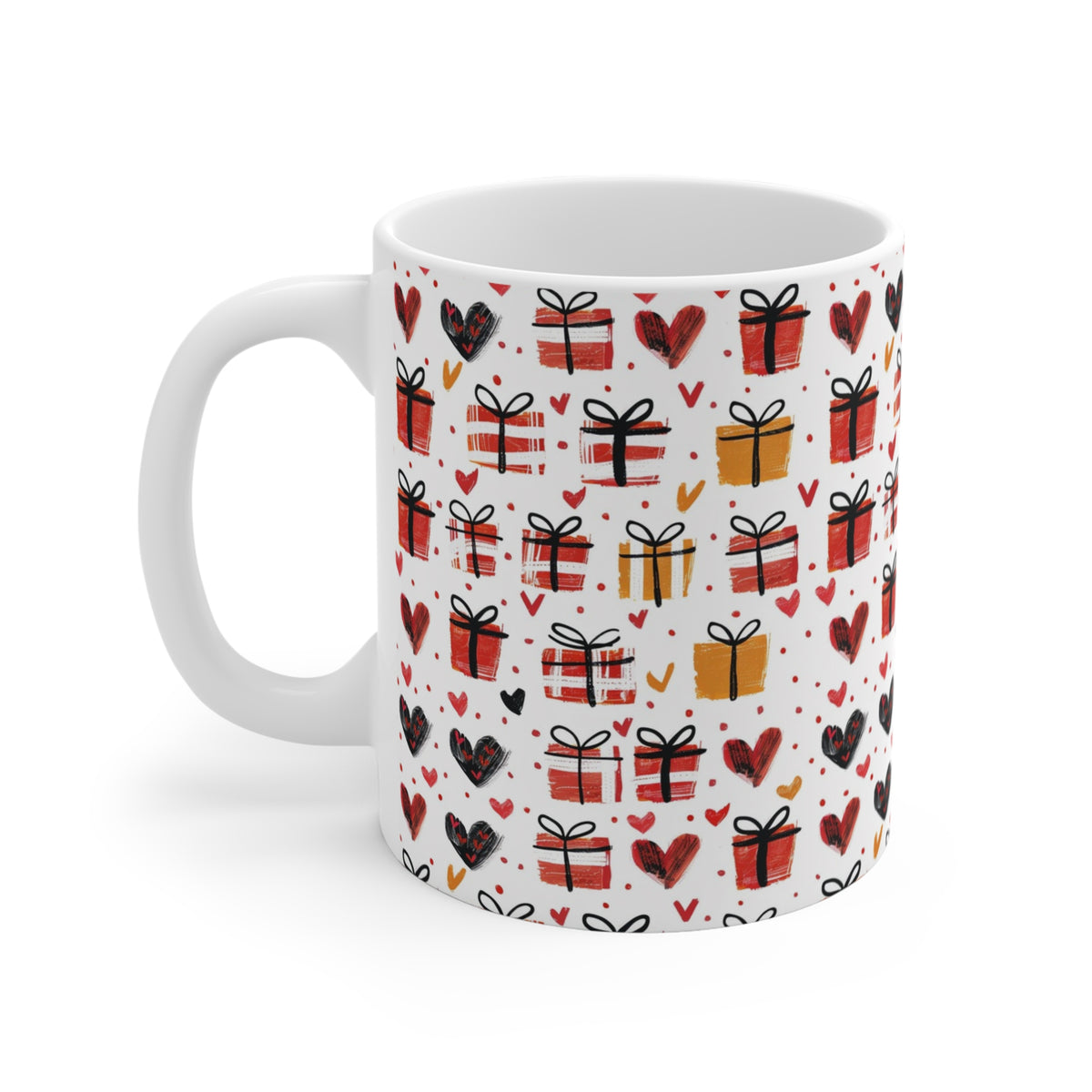 Colorful Heart Design Coffee Mug - Endless Love Pattern Ceramic Cup 985