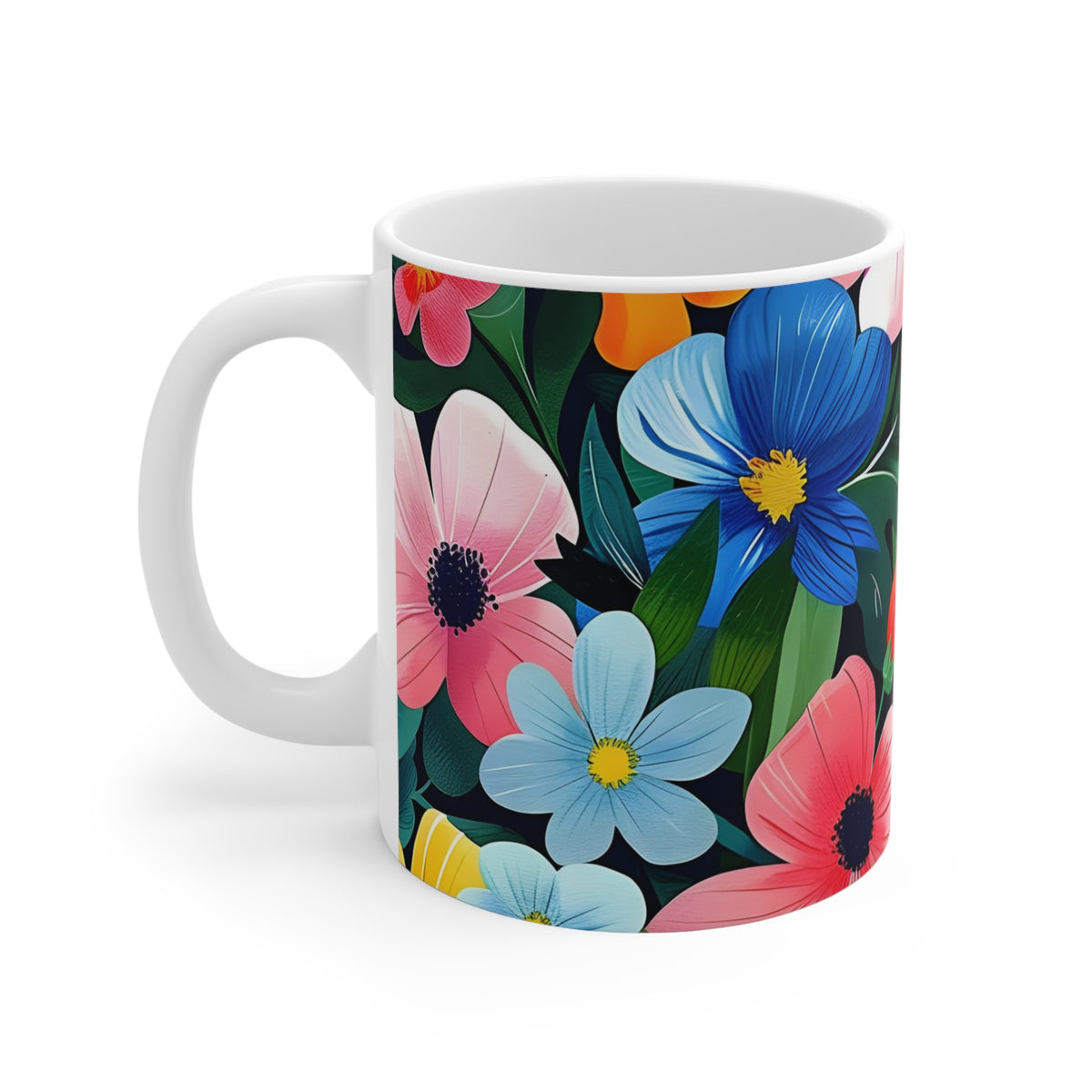 Colorful Spring Flower Pattern Ceramic Coffee Mug  (9)