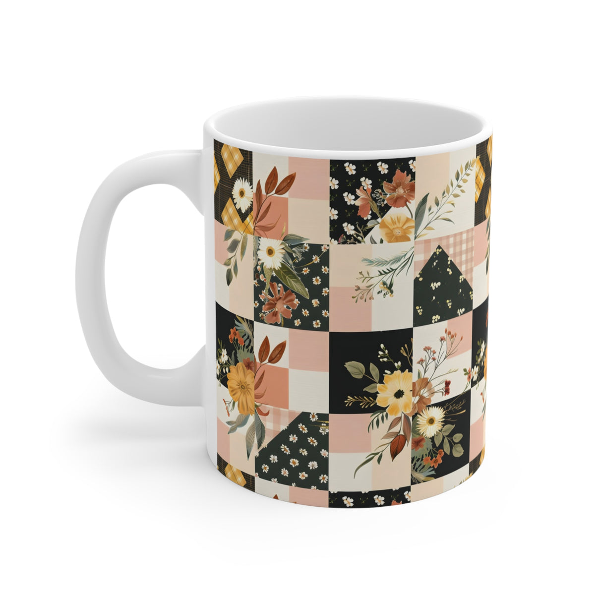 Farmhouse Patchwork Pastel Quilt Pattern Coffee Cup  (3)