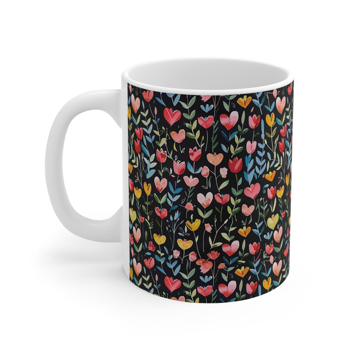 Colorful Heart Design Coffee Mug - Endless Love Pattern Ceramic Cup 108