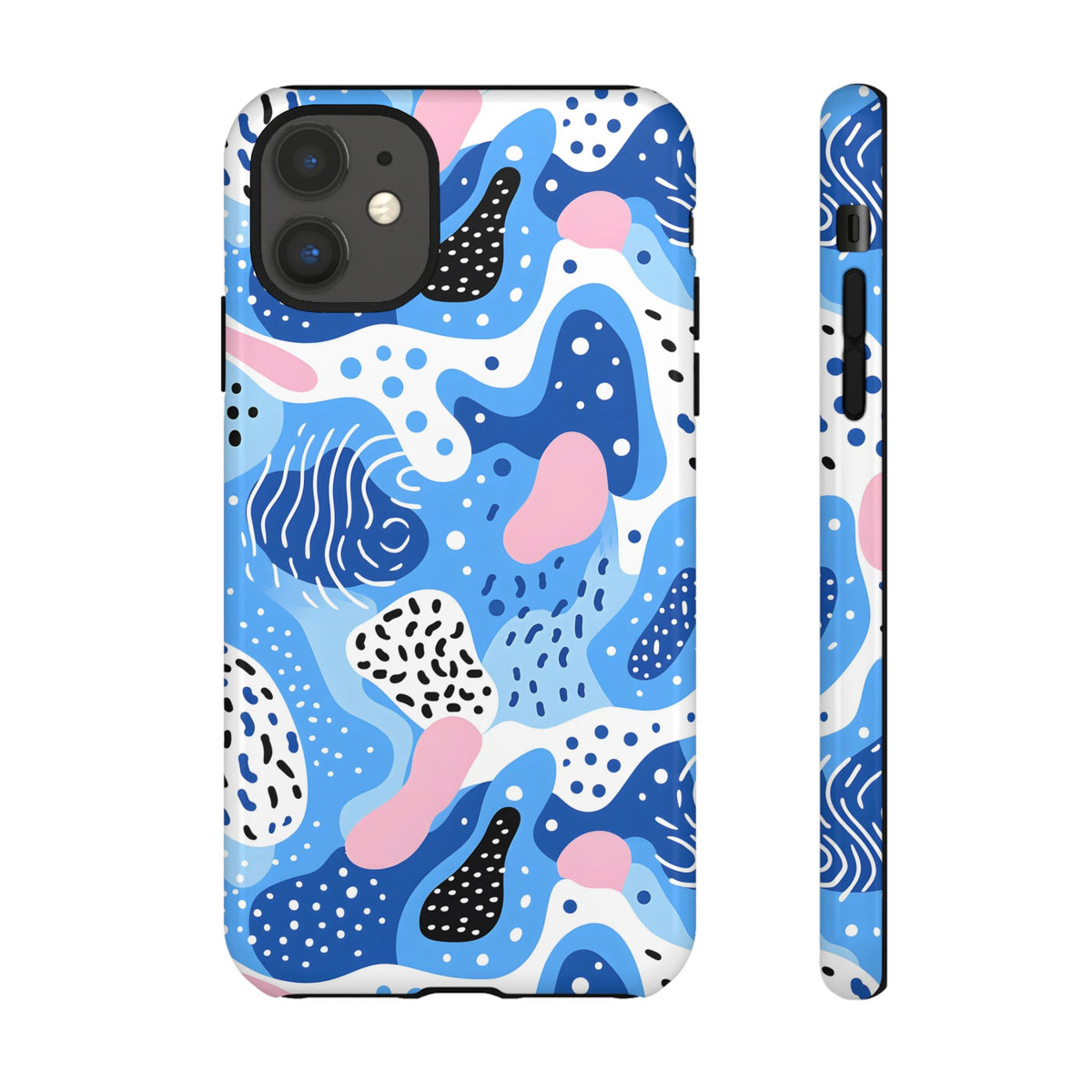 Abstract Baby Blue Memphis Design Phone Case – Sleek and Contemporary Artistry