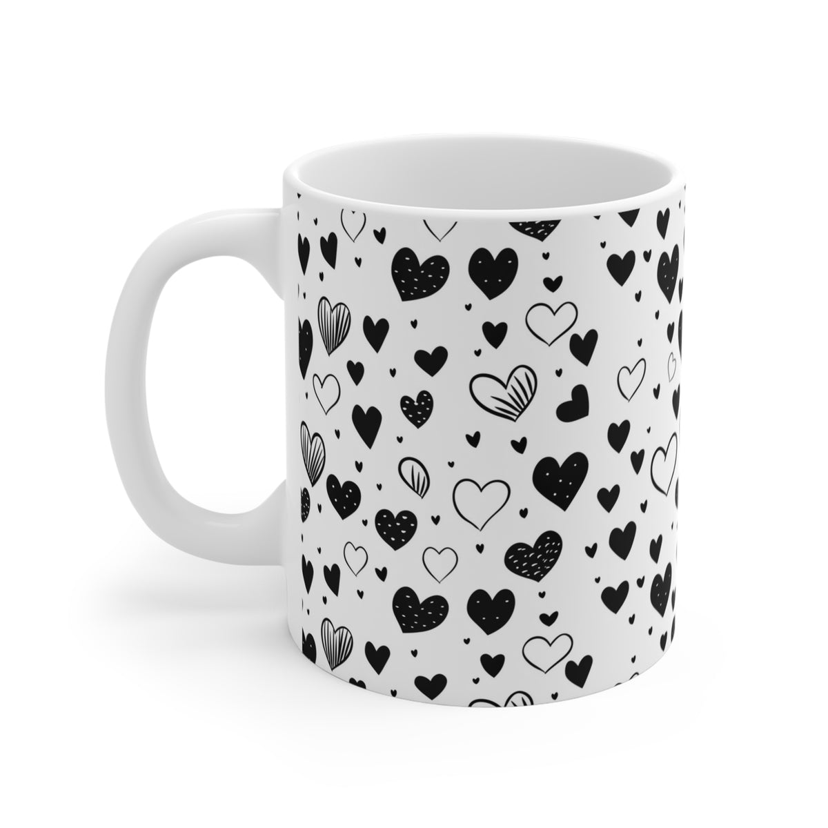 Colorful Heart Design Coffee Mug - Endless Love Pattern Ceramic Cup 886