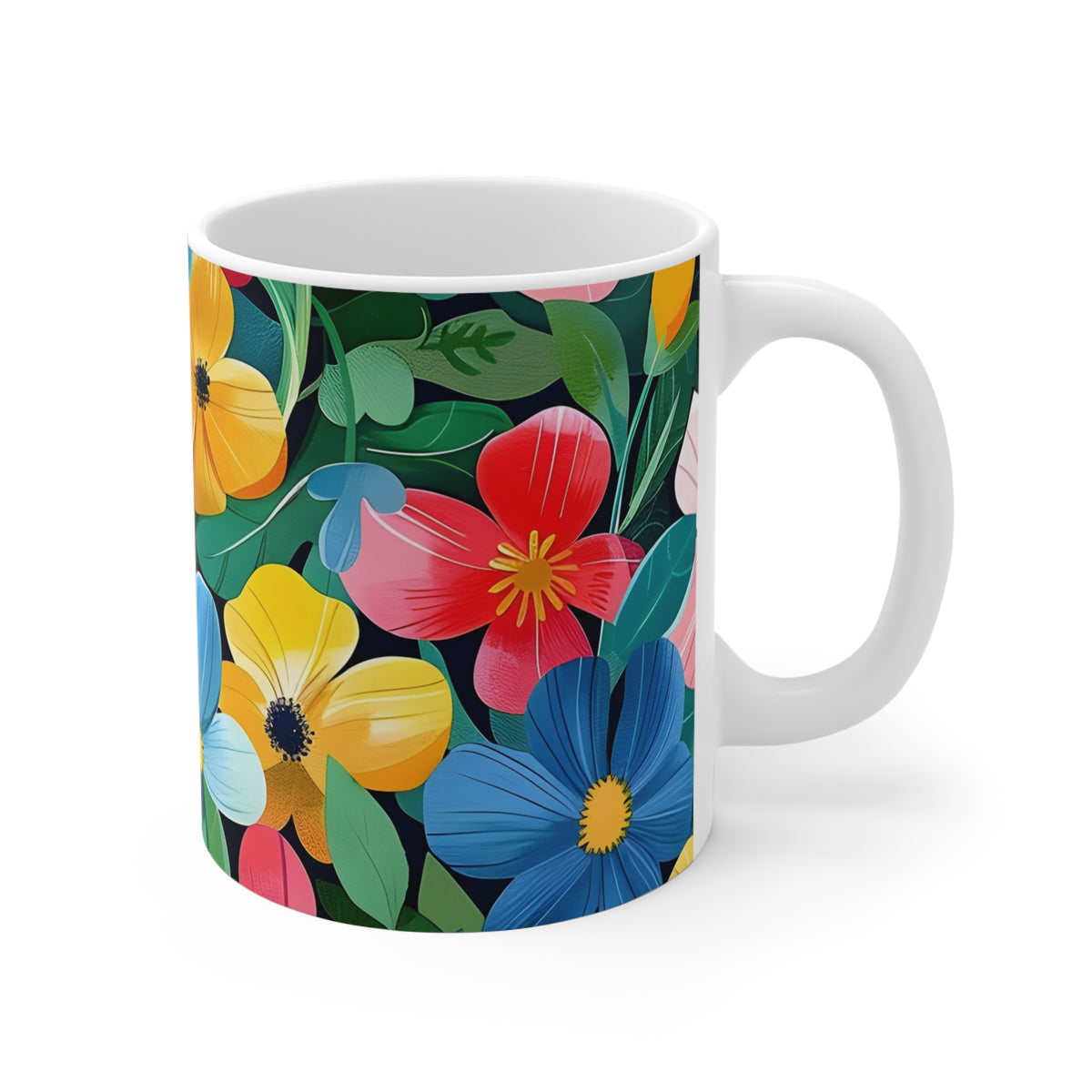 Colorful Spring Flower Pattern Ceramic Coffee Mug  (9)