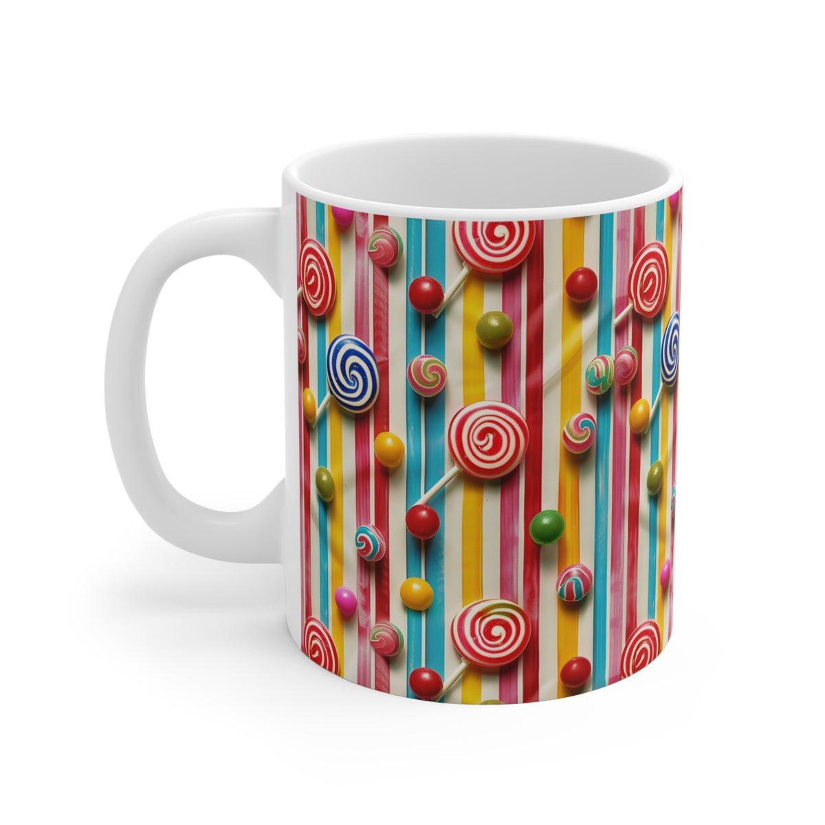 Colorful All-Over Candy Theme Coffee Mug Fun Ceramic Drinkware 483