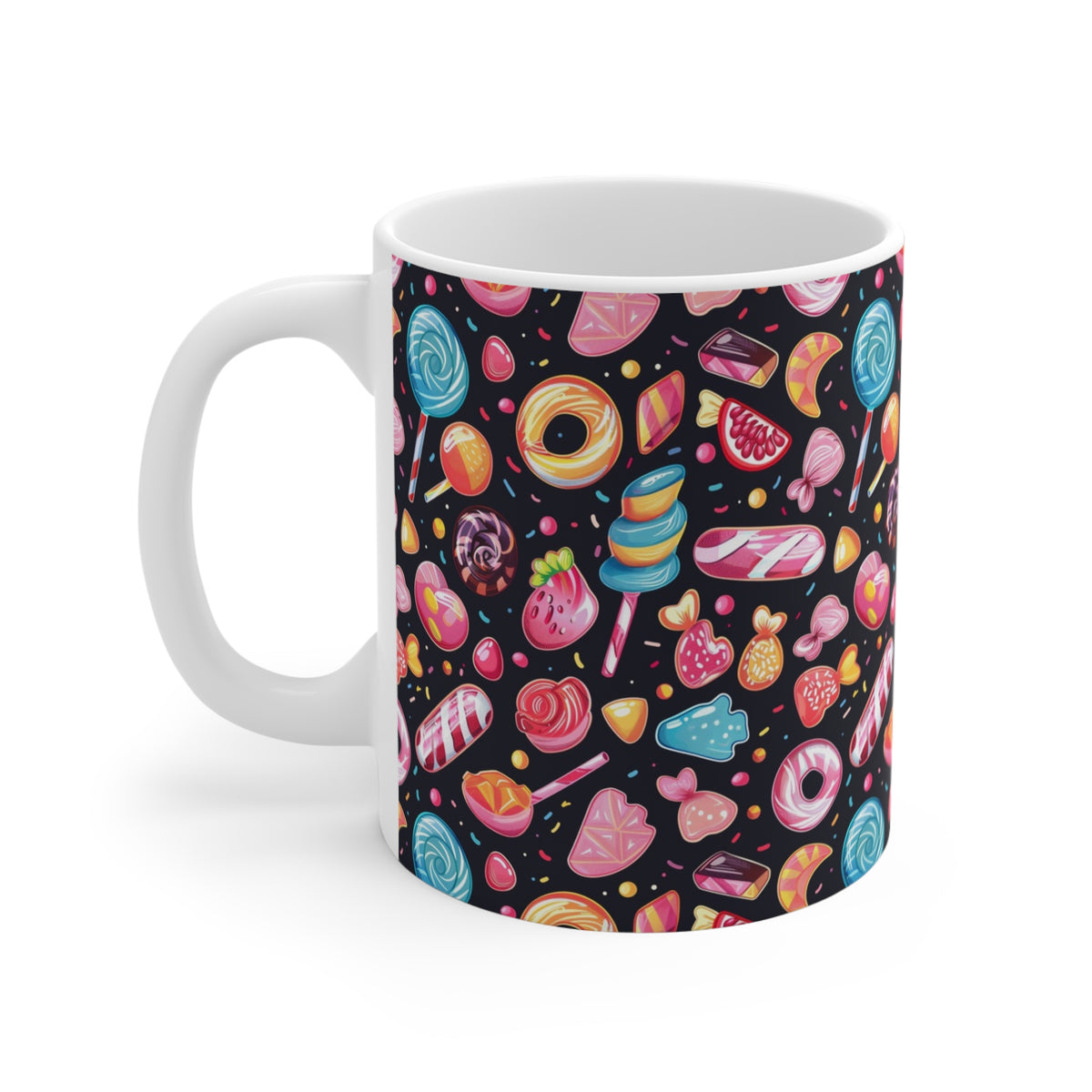 Colorful All-Over Candy Theme Coffee Mug Fun Ceramic Drinkware 454