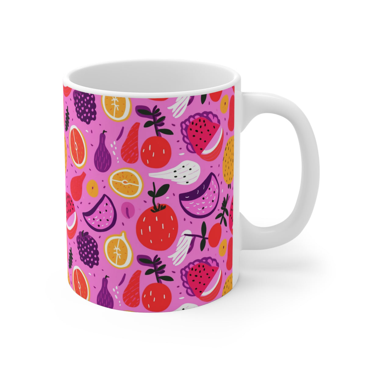 Vibrant Infinite Fruit Pattern Coffee Mug - Unique Ceramic Drinkware 851