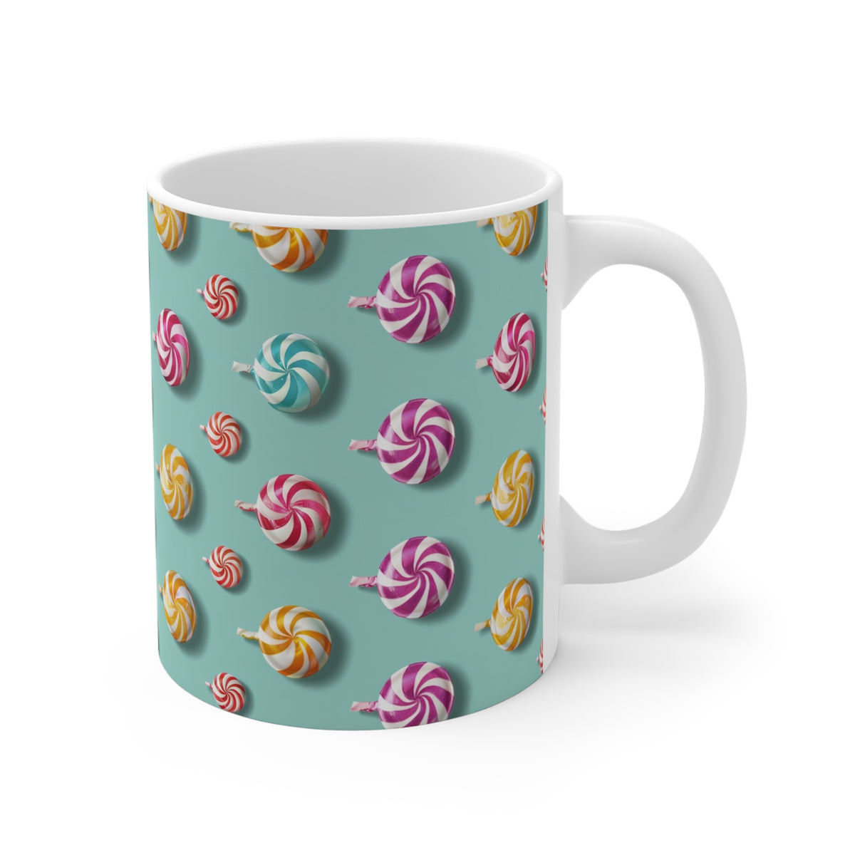 Colorful All-Over Candy Theme Coffee Mug Fun Ceramic Drinkware 373