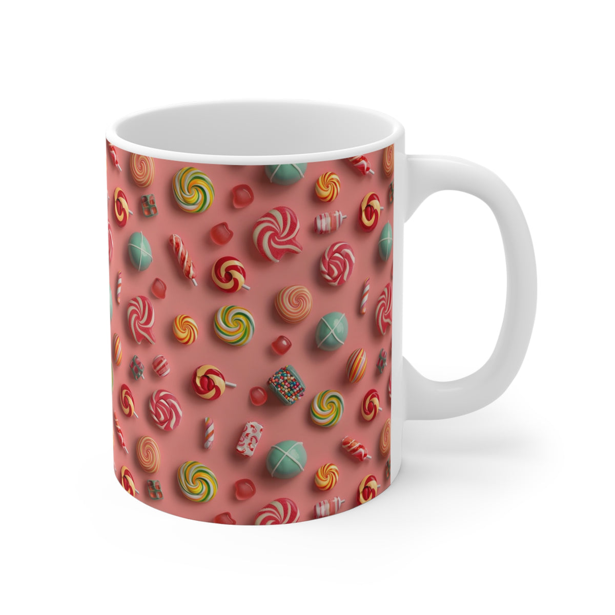 Colorful All-Over Candy Theme Coffee Mug Fun Ceramic Drinkware 077