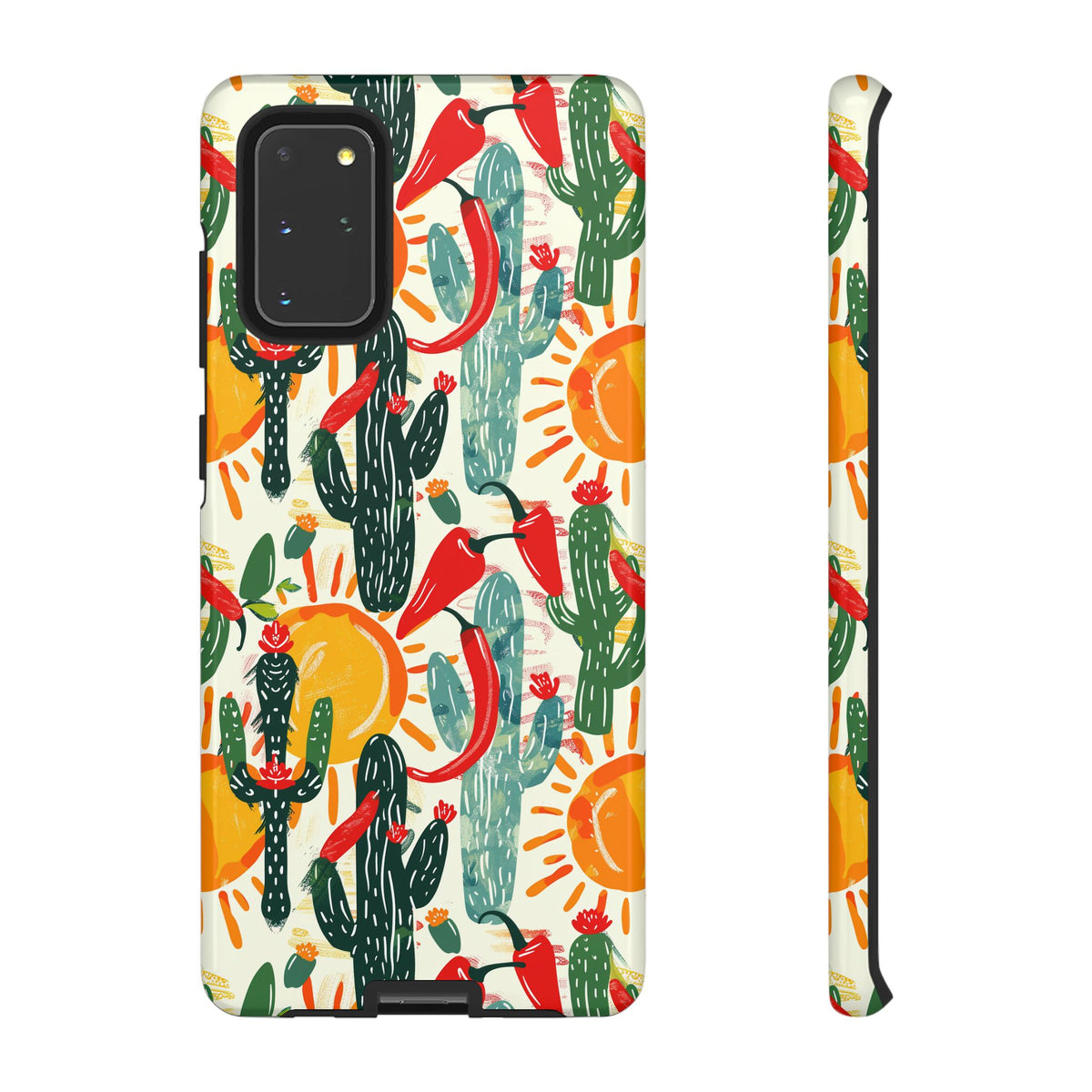 Cactuses, Peppers & Sun Pattern Phone Case – Vibrant Summer Design for Stylish Protection 2