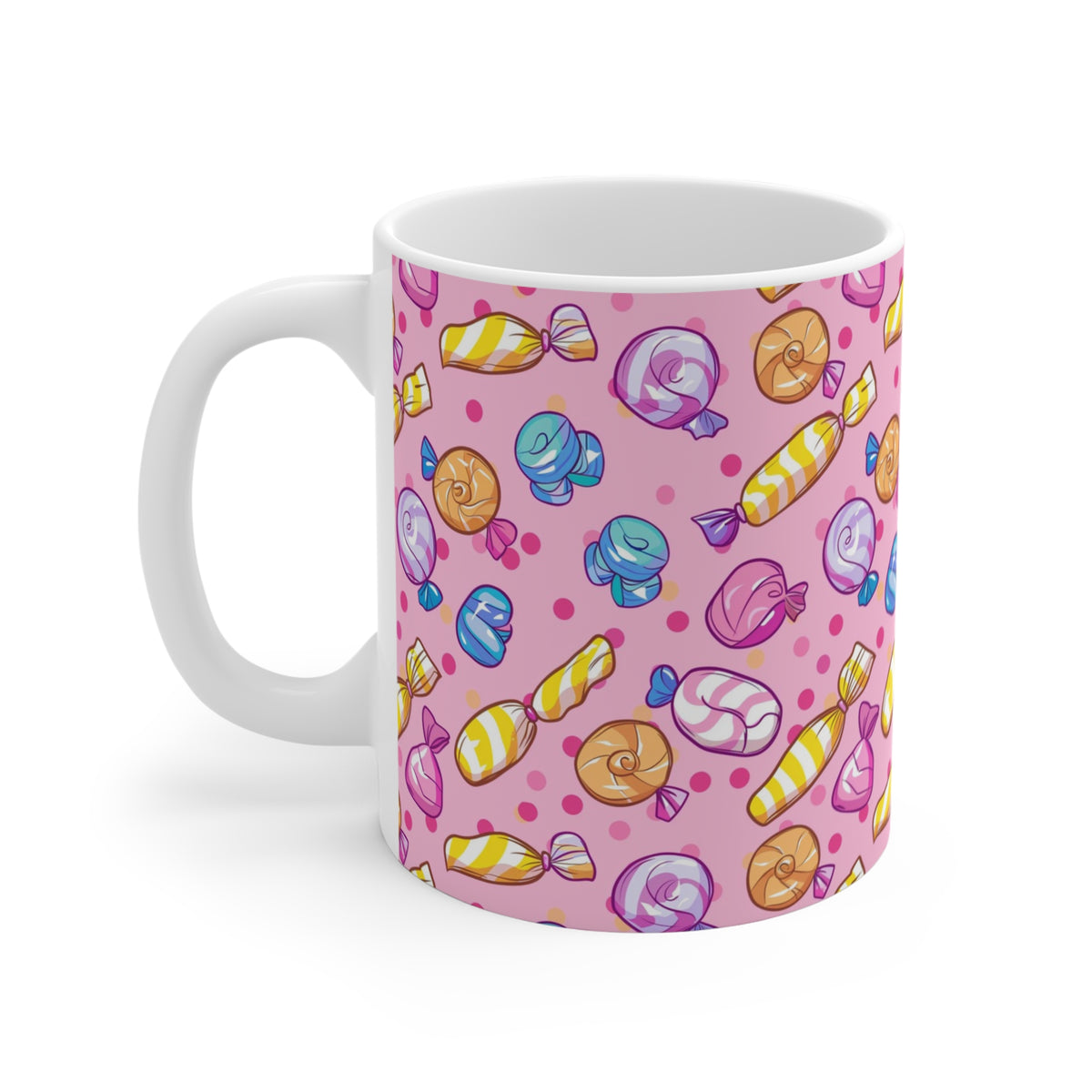 Colorful All-Over Candy Theme Coffee Mug Fun Ceramic Drinkware 087