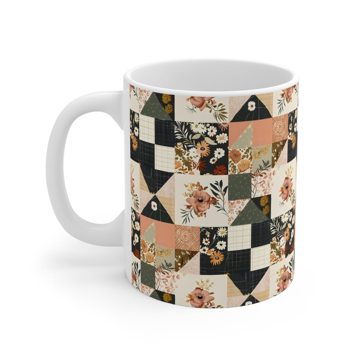 Farmhouse Patchwork Pastel Quilt Pattern Coffee Cup  (10)