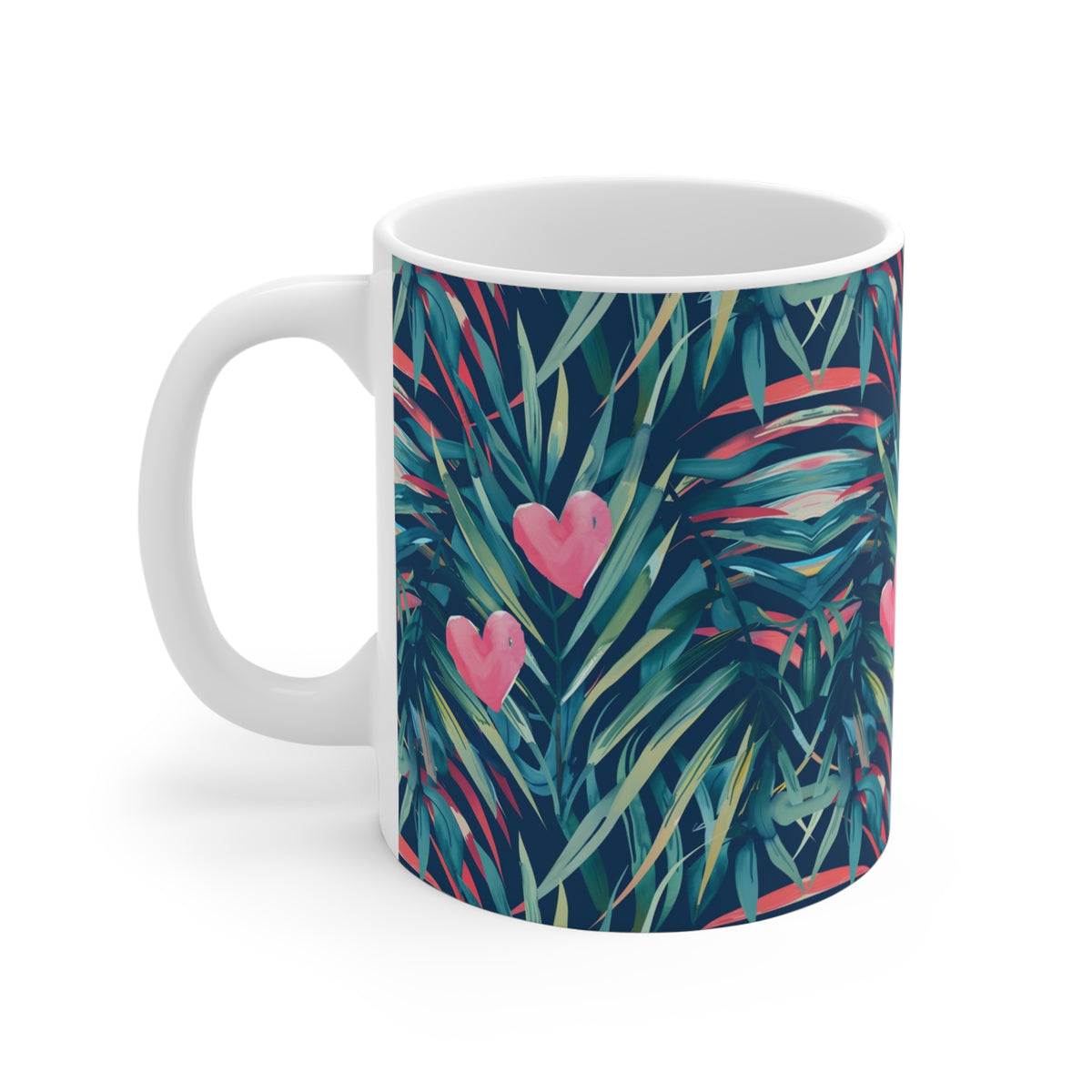 Colorful Heart Design Coffee Mug - Endless Love Pattern Ceramic Cup 890
