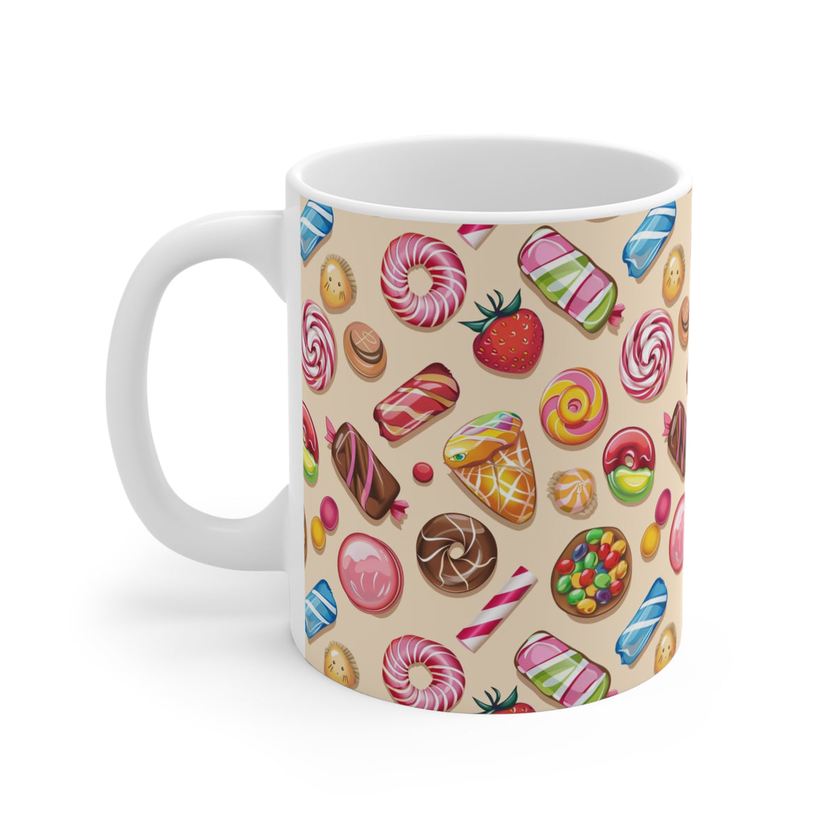 Colorful All-Over Candy Theme Coffee Mug Fun Ceramic Drinkware 498