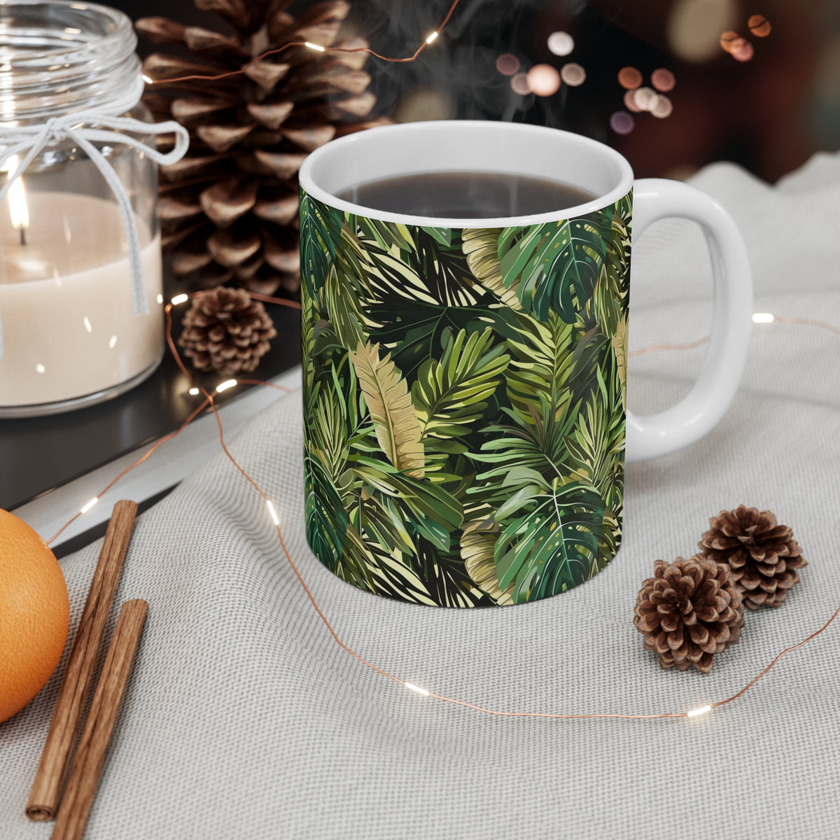 Endless Forest Pattern Coffee Mug - Nature-Inspired Ceramic Drinkware 024