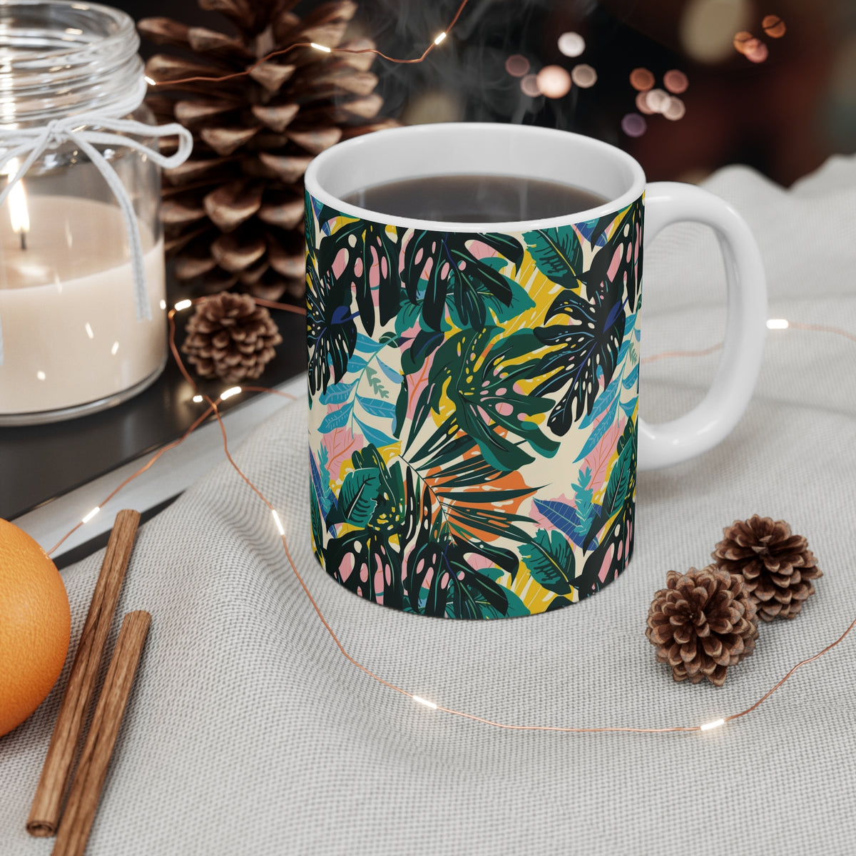 Endless Forest Pattern Coffee Mug - Nature-Inspired Ceramic Drinkware 498