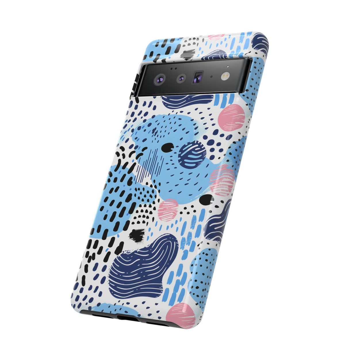 Abstract Baby Blue Memphis Design Phone Case – Sleek and Contemporary Artistry 3