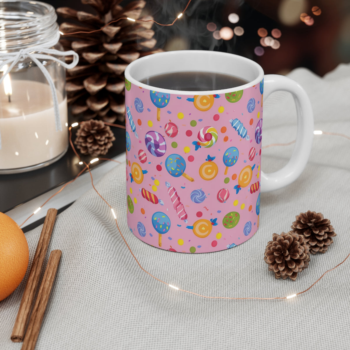 Colorful All-Over Candy Theme Coffee Mug Fun Ceramic Drinkware 399