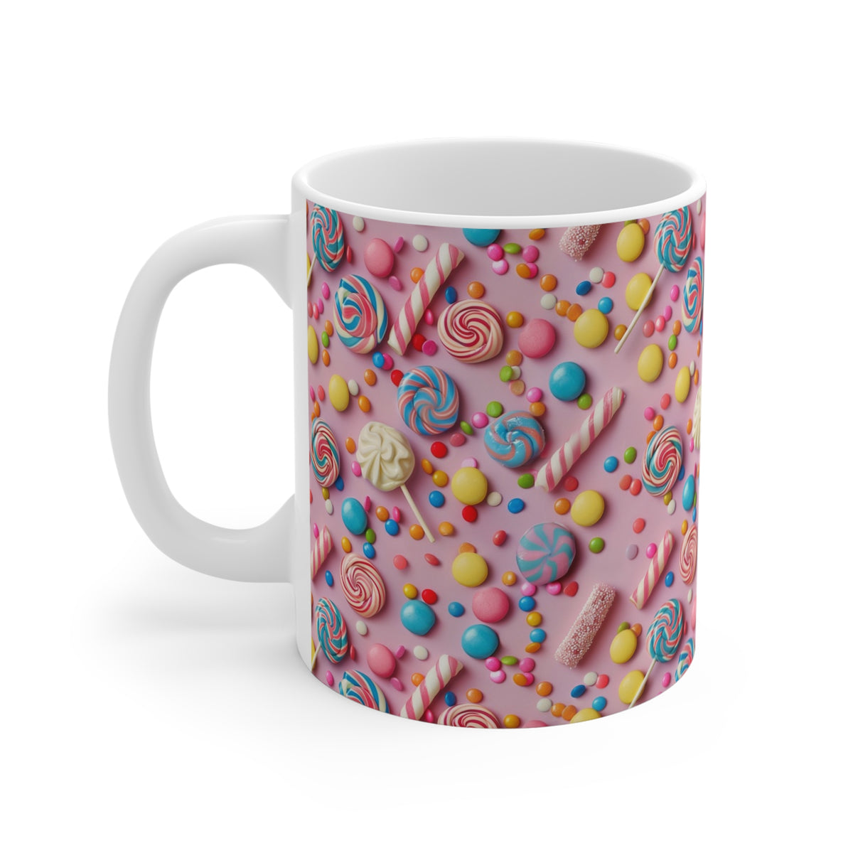 Colorful All-Over Candy Theme Coffee Mug Fun Ceramic Drinkware 324