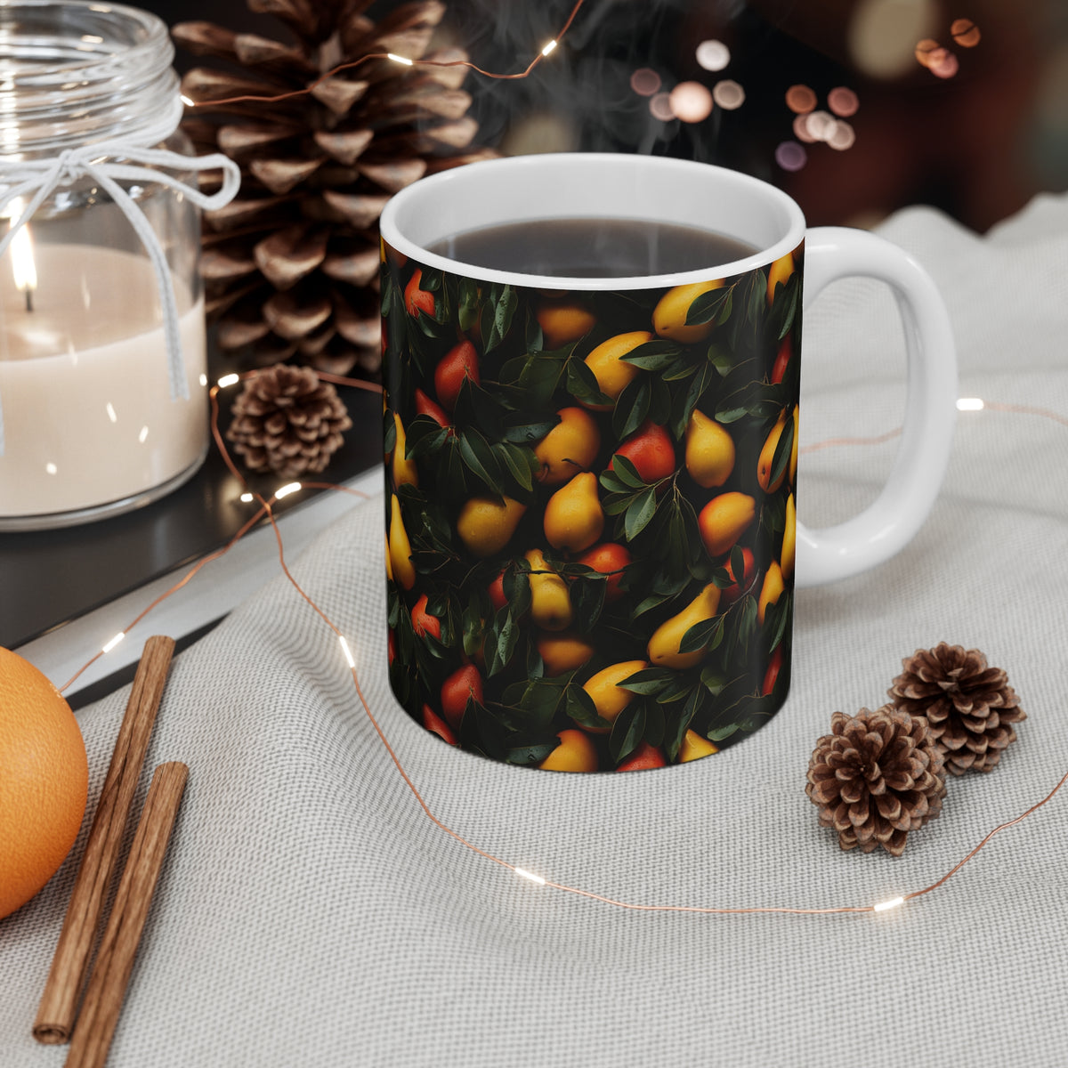 Vibrant Infinite Fruit Pattern Coffee Mug - Unique Ceramic Drinkware 980