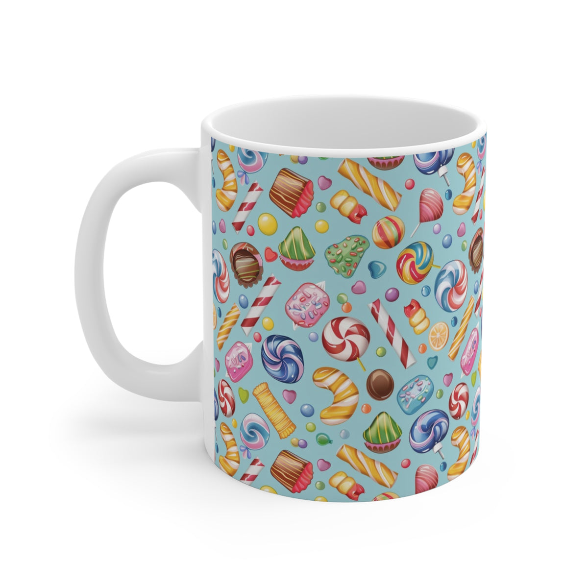 Colorful All-Over Candy Theme Coffee Mug Fun Ceramic Drinkware 102