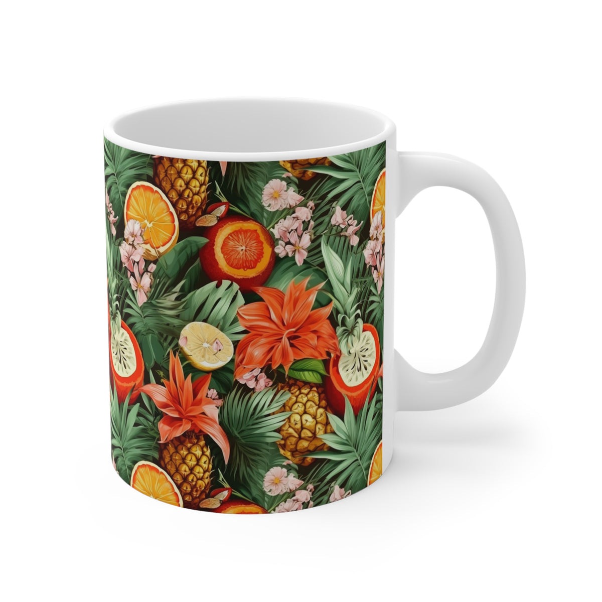 Vibrant Infinite Fruit Pattern Coffee Mug - Unique Ceramic Drinkware 932