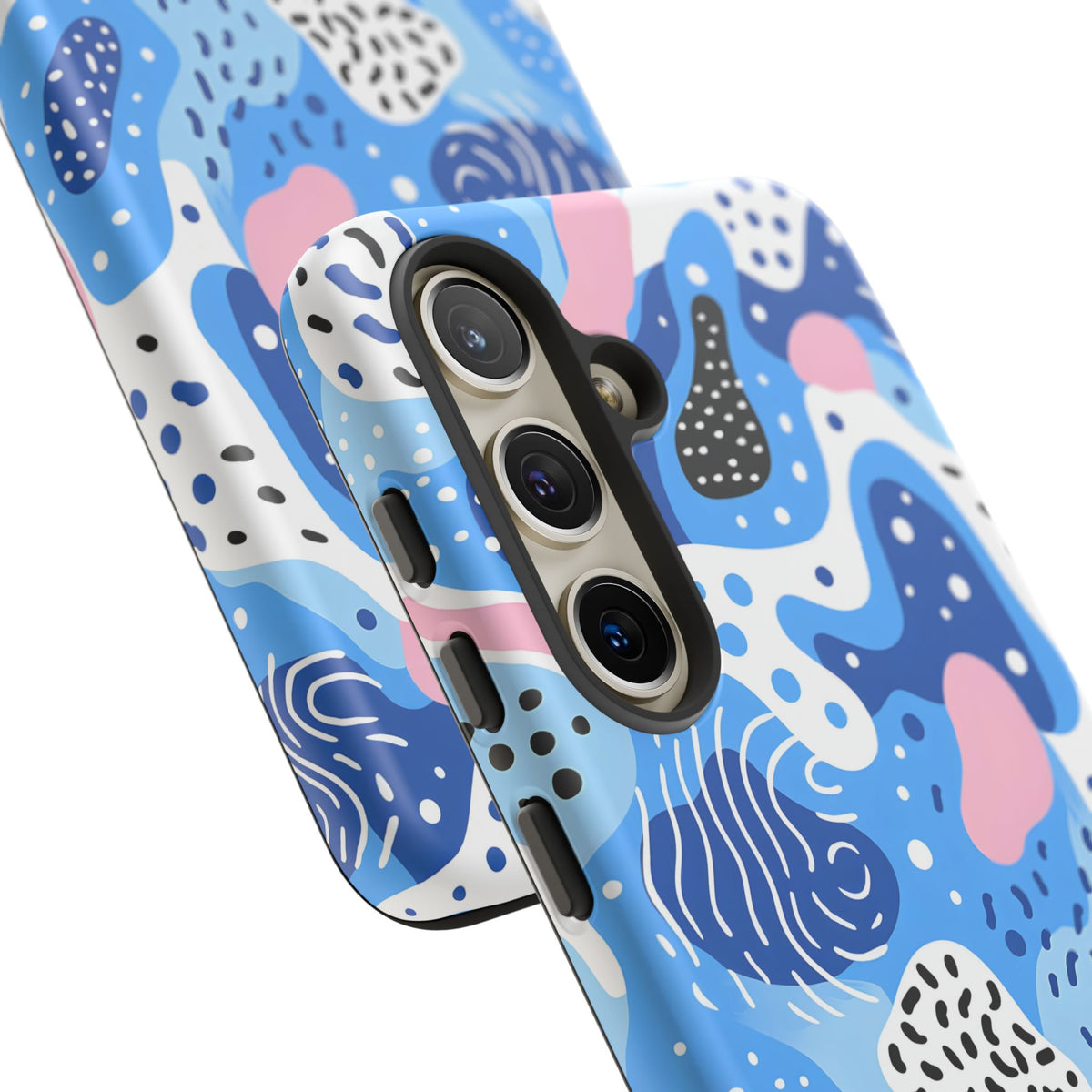 Abstract Baby Blue Memphis Design Phone Case – Sleek and Contemporary Artistry