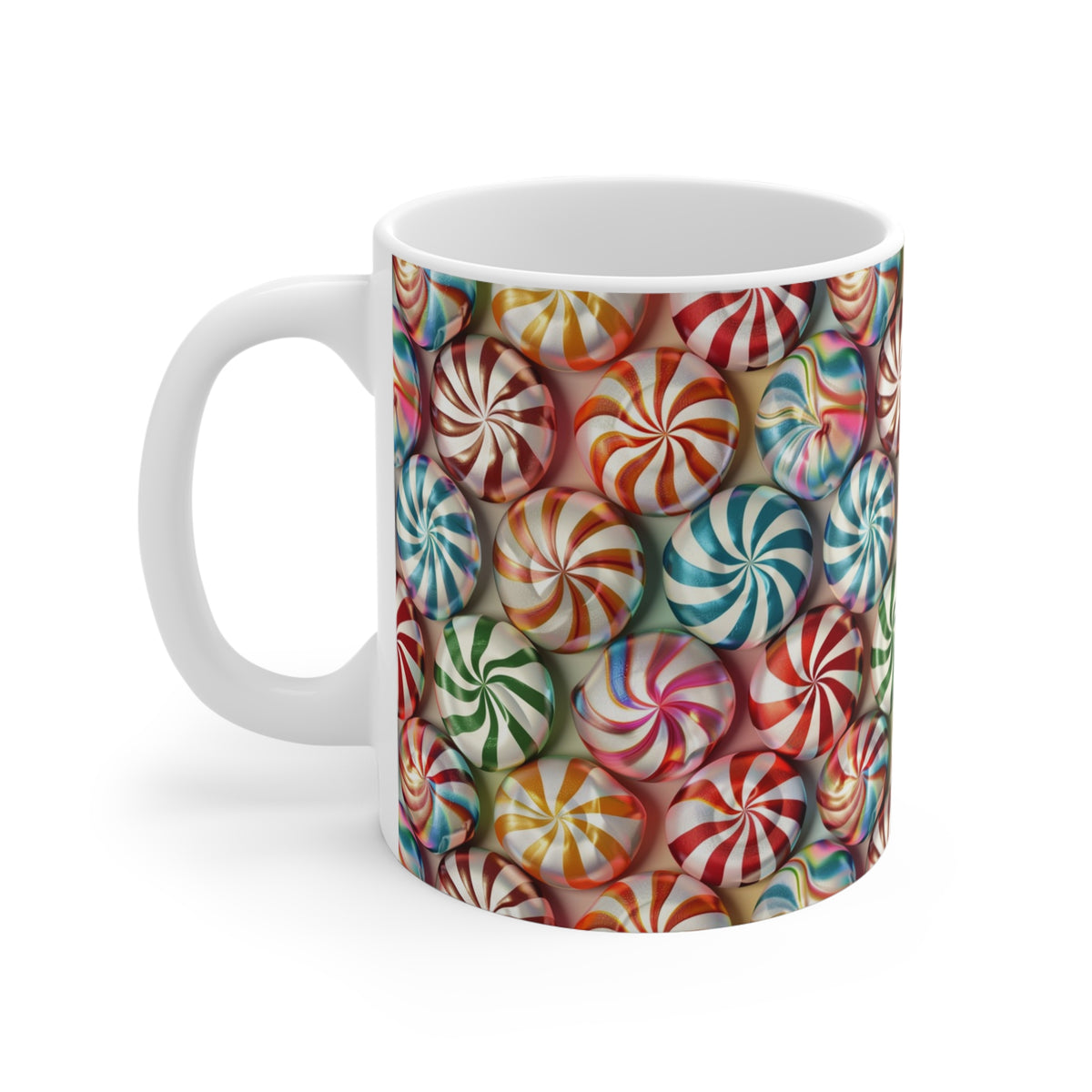 Colorful All-Over Candy Theme Coffee Mug | Fun Ceramic Drinkware