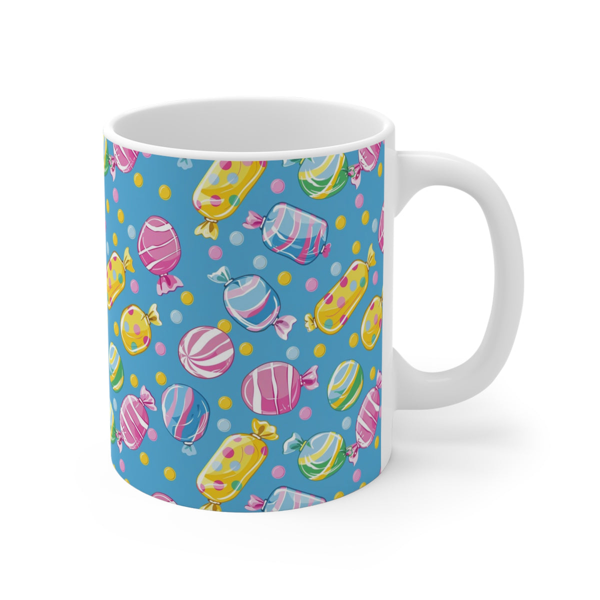 Colorful All-Over Candy Theme Coffee Mug Fun Ceramic Drinkware 366