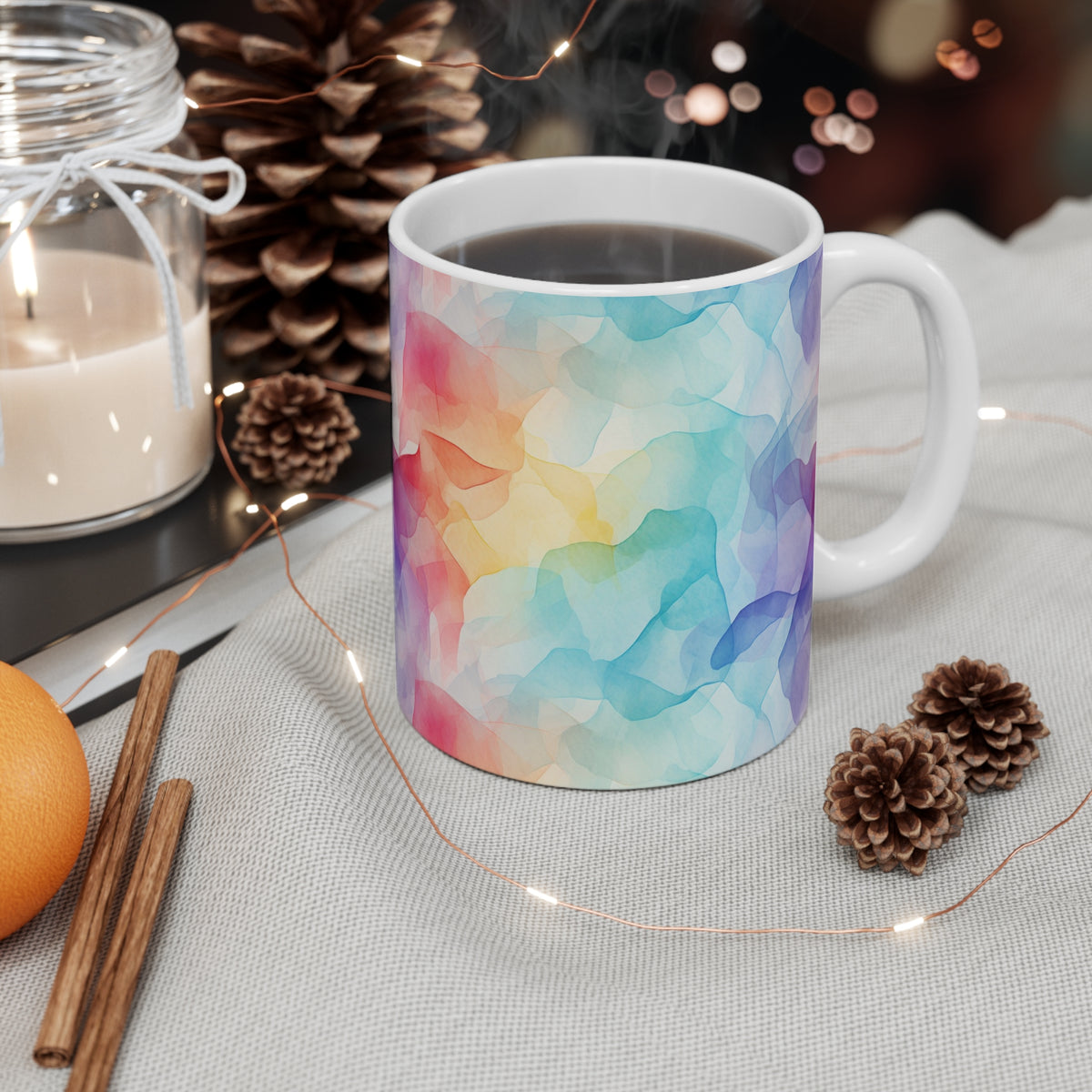 Various Watercolor Design All Over Coffee Mug – Unique Artistic Ceramic Coffee Cup 163