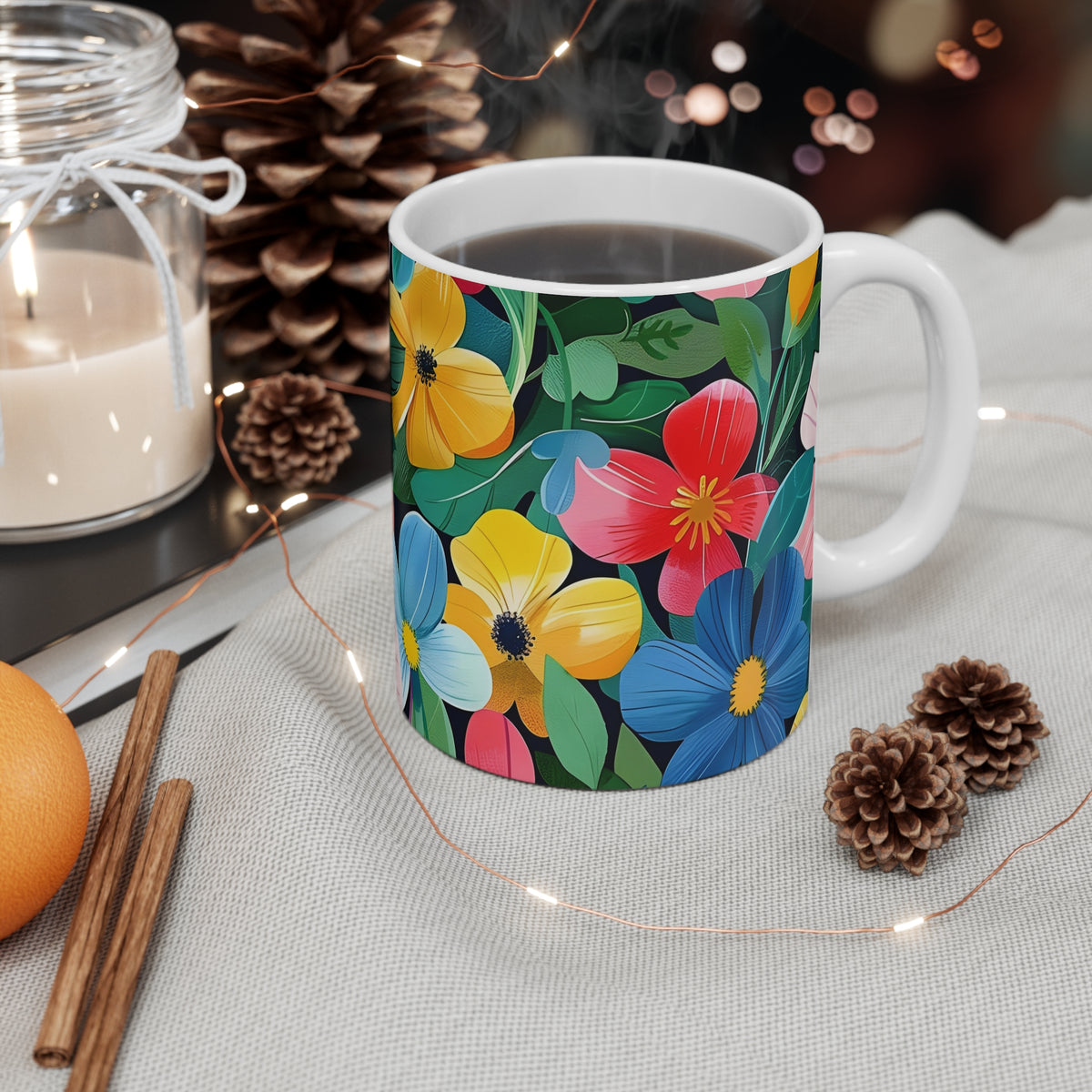 Colorful Spring Flower Pattern Ceramic Coffee Mug  (9)