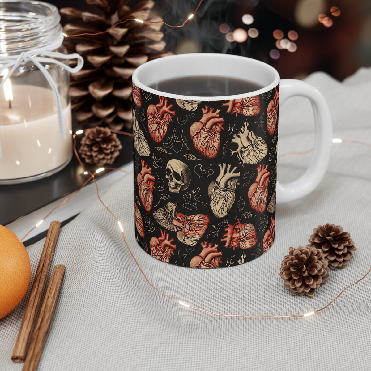 Colorful Heart Design Coffee Mug - Endless Love Pattern Ceramic Cup 253