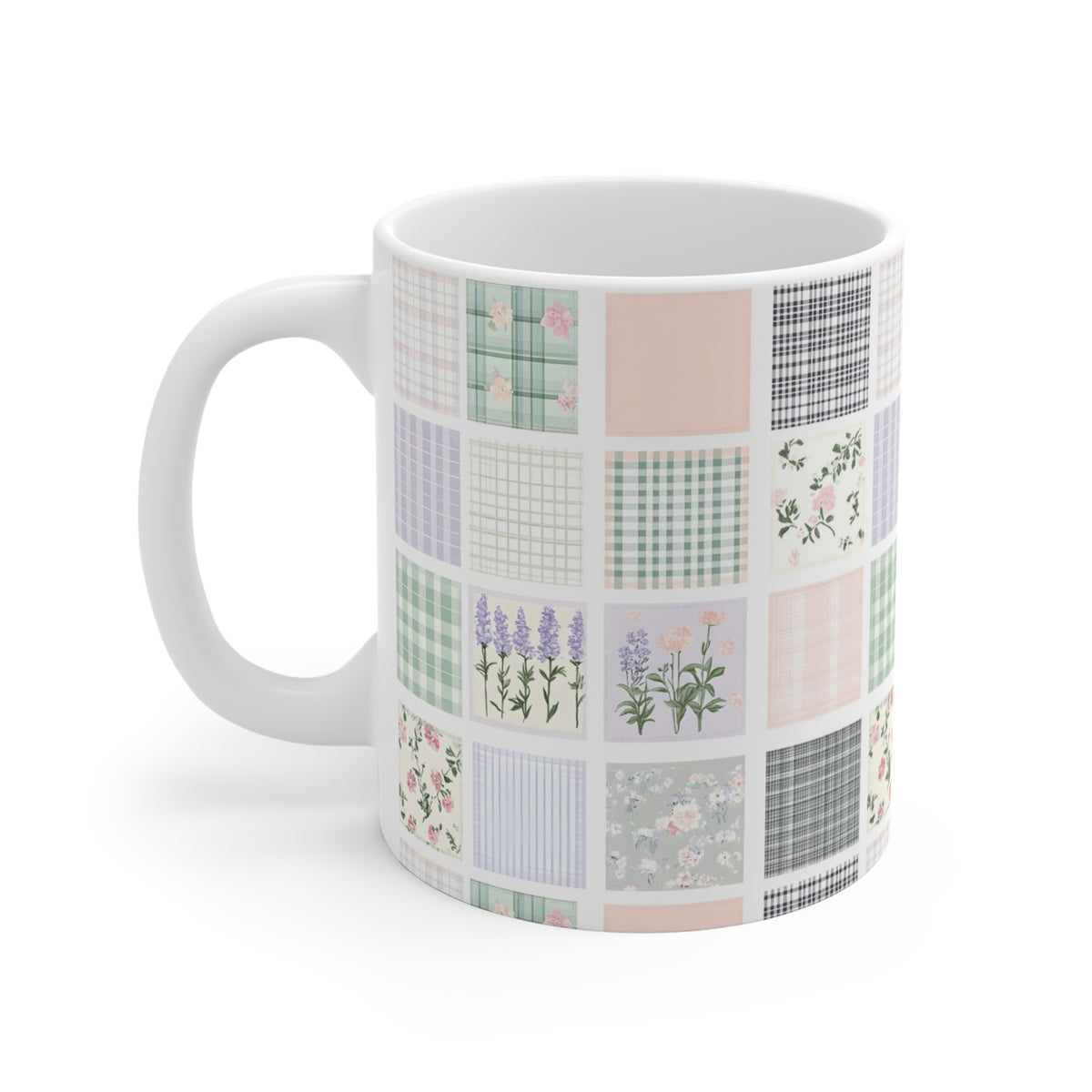 Farmhouse Patchwork Pastel Pattern Coffee Cup  (11)