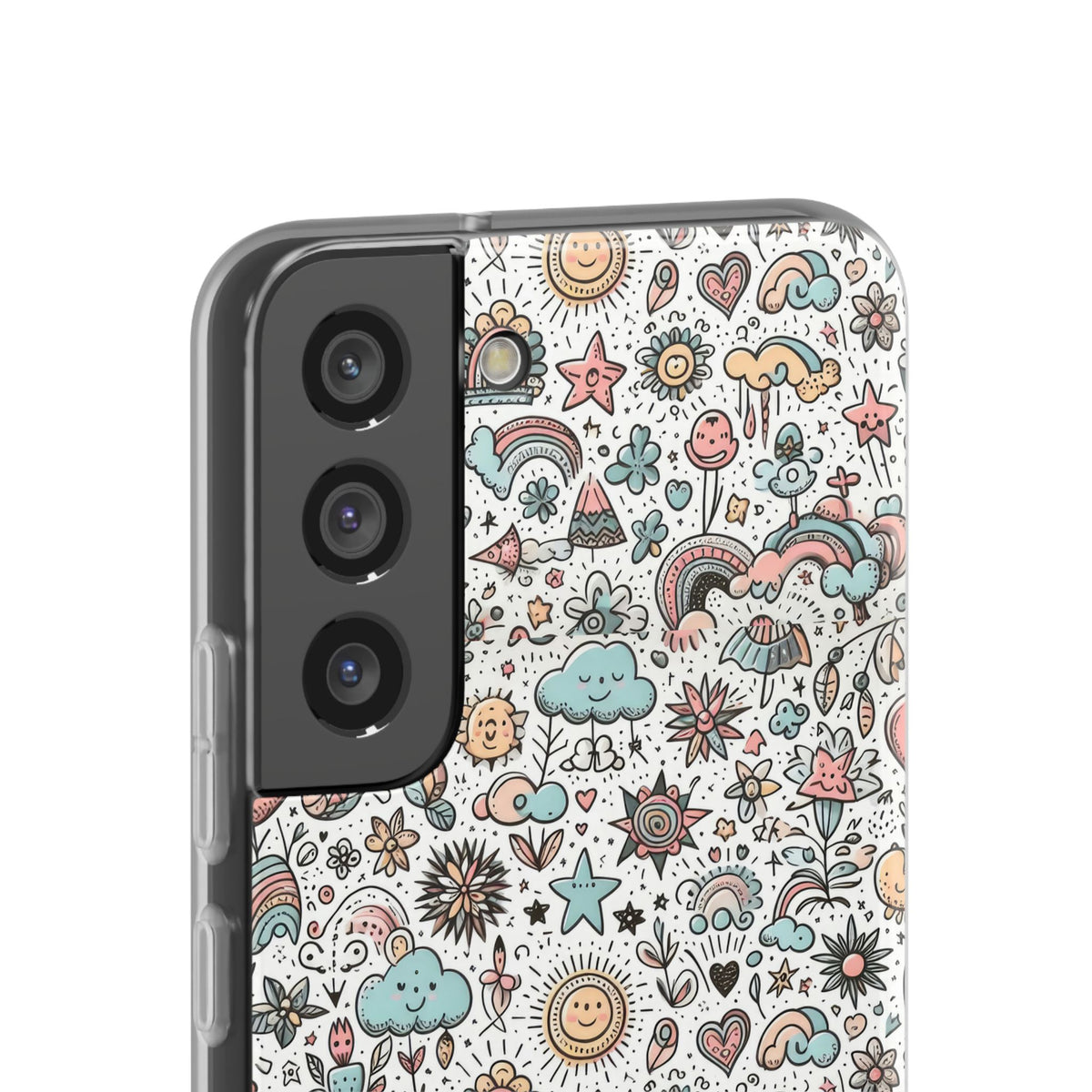 Pastel Doodle Pattern Phone Case – A Playful Touch of Elegance