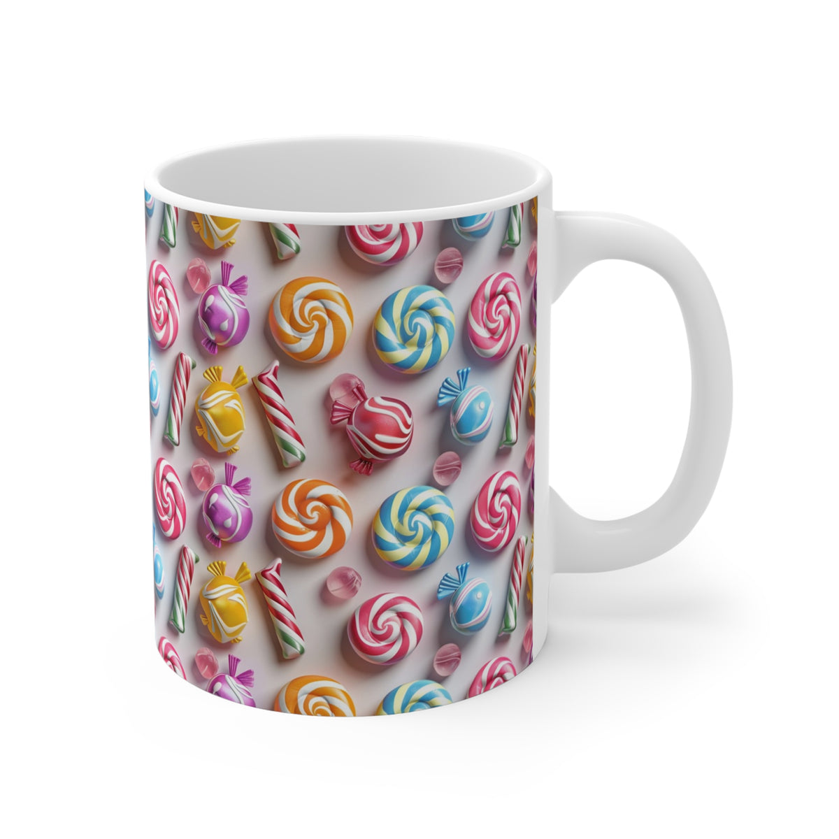 Colorful All-Over Candy Theme Coffee Mug Fun Ceramic Drinkware 100