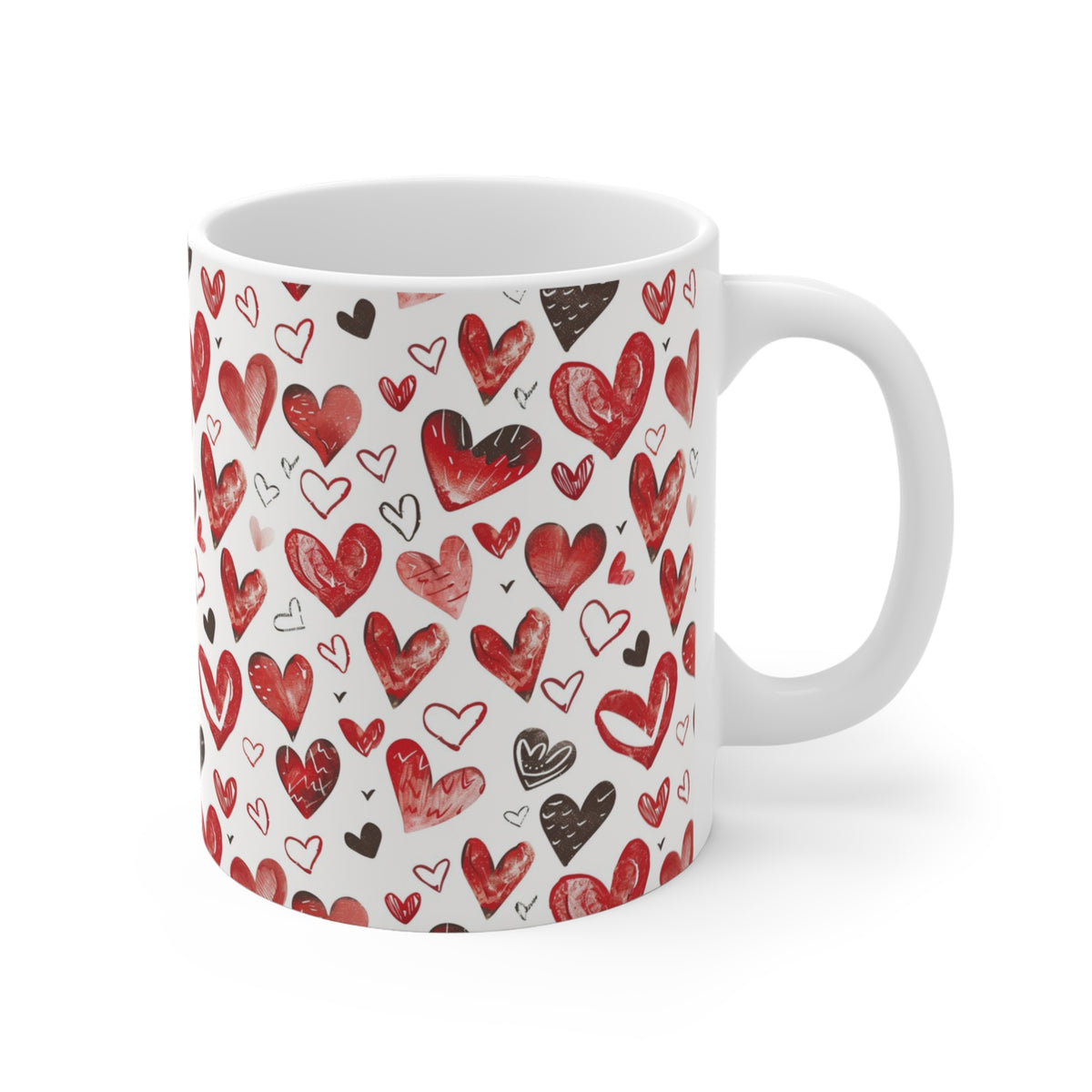 Colorful Heart Design Coffee Mug - Endless Love Pattern Ceramic Cup 145